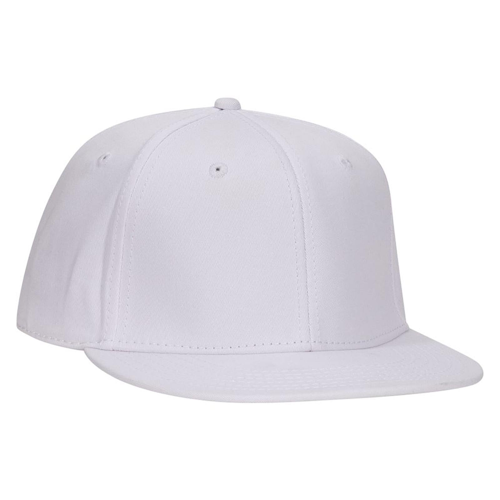 Front View of 016 - White OTTO CAP "OTTO FLEX" Fitted 6 Panel Mid Profile Flat Visor Baseball Cap