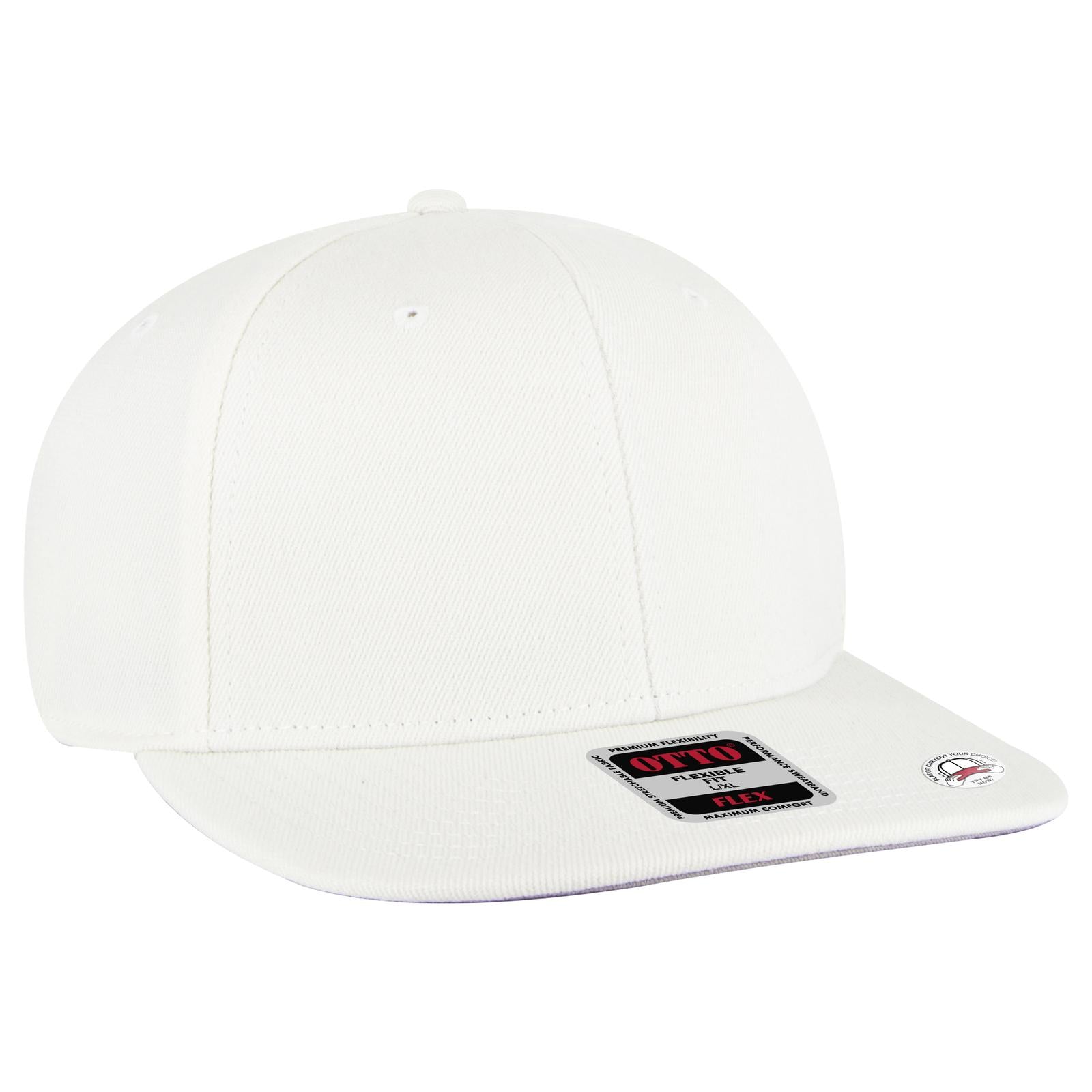Right View of 016 - White OTTO CAP "OTTO FLEX" Fitted 6 Panel Pro Style Baseball Cap
