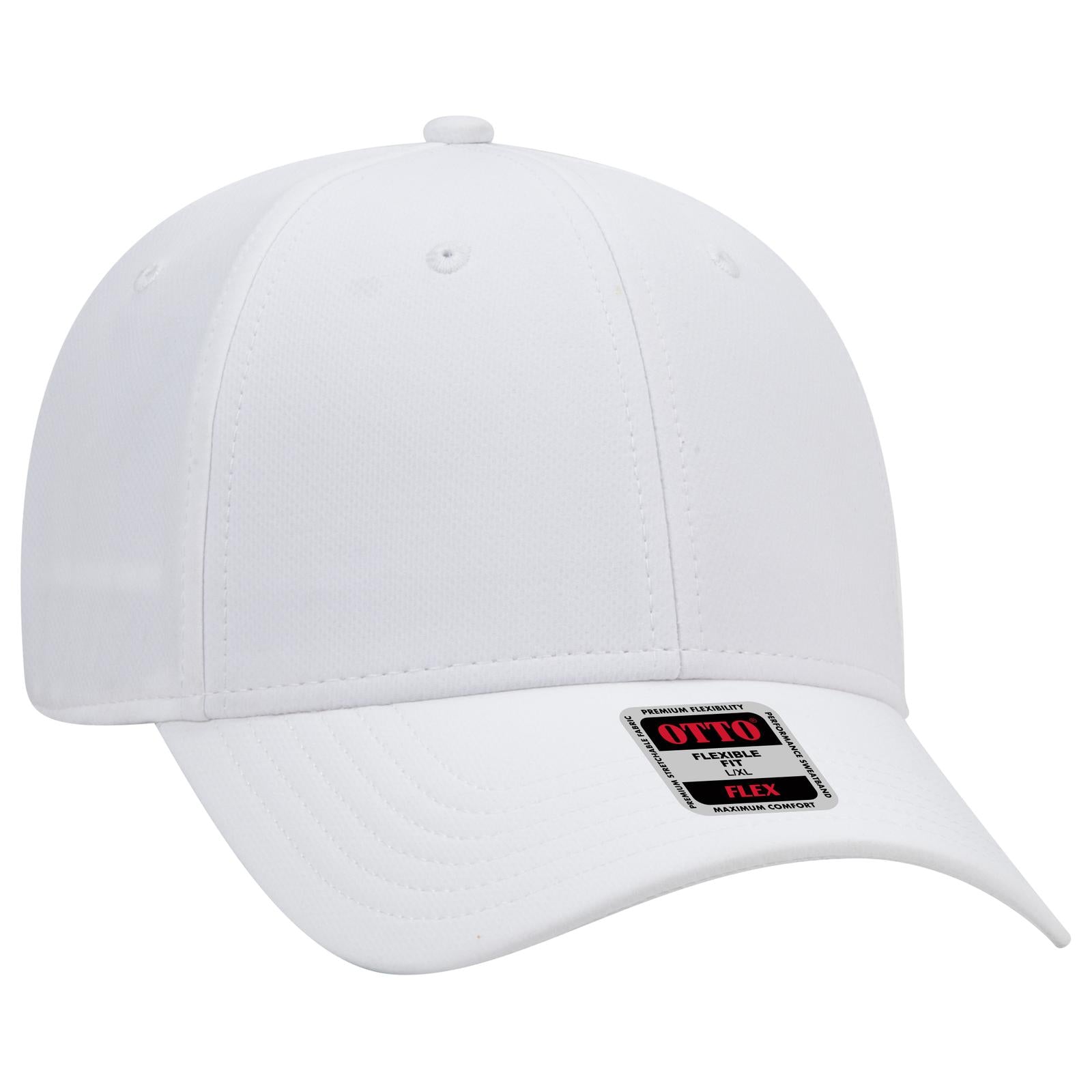 Right View of 016 - White OTTO CAP "OTTO FLEX" Fitted UPF 50+ 6 Panel Low Profile Baseball Cap