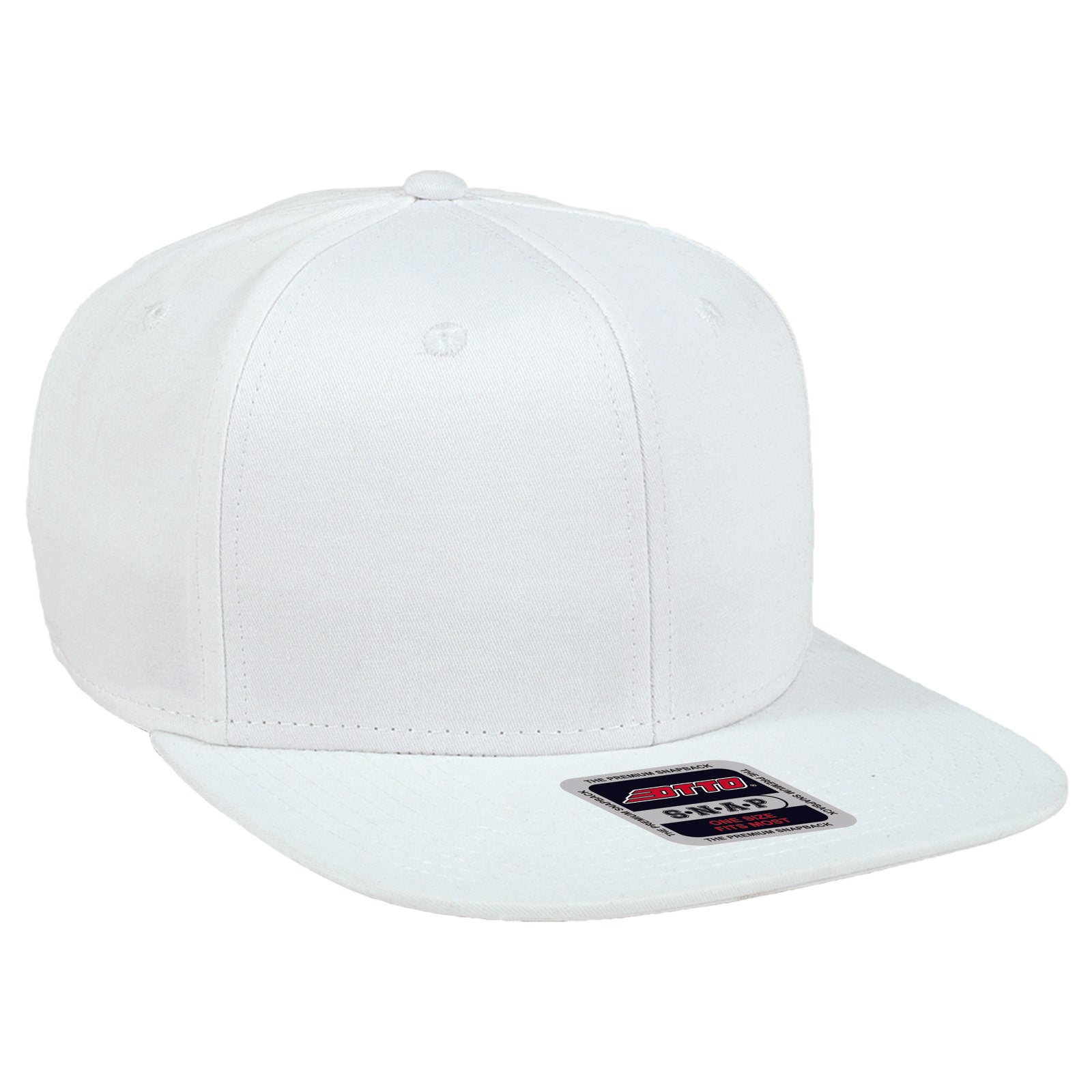 Right View of 016 - White OTTO CAP "OTTO SNAP" 6 Panel Mid Profile Snapback Hat