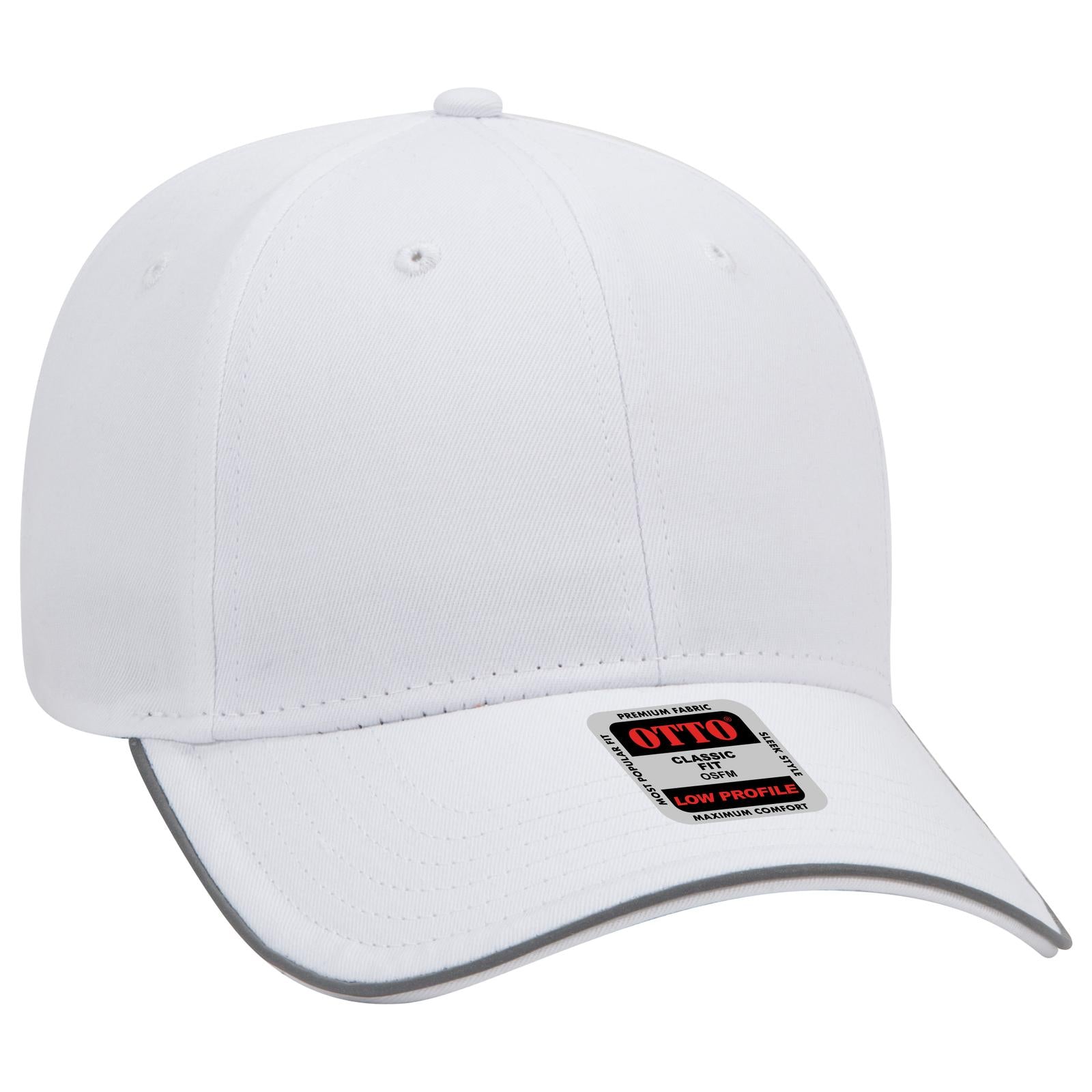 Right View of 016 - White OTTO CAP Reflective 6 Panel Low Profile Baseball Cap