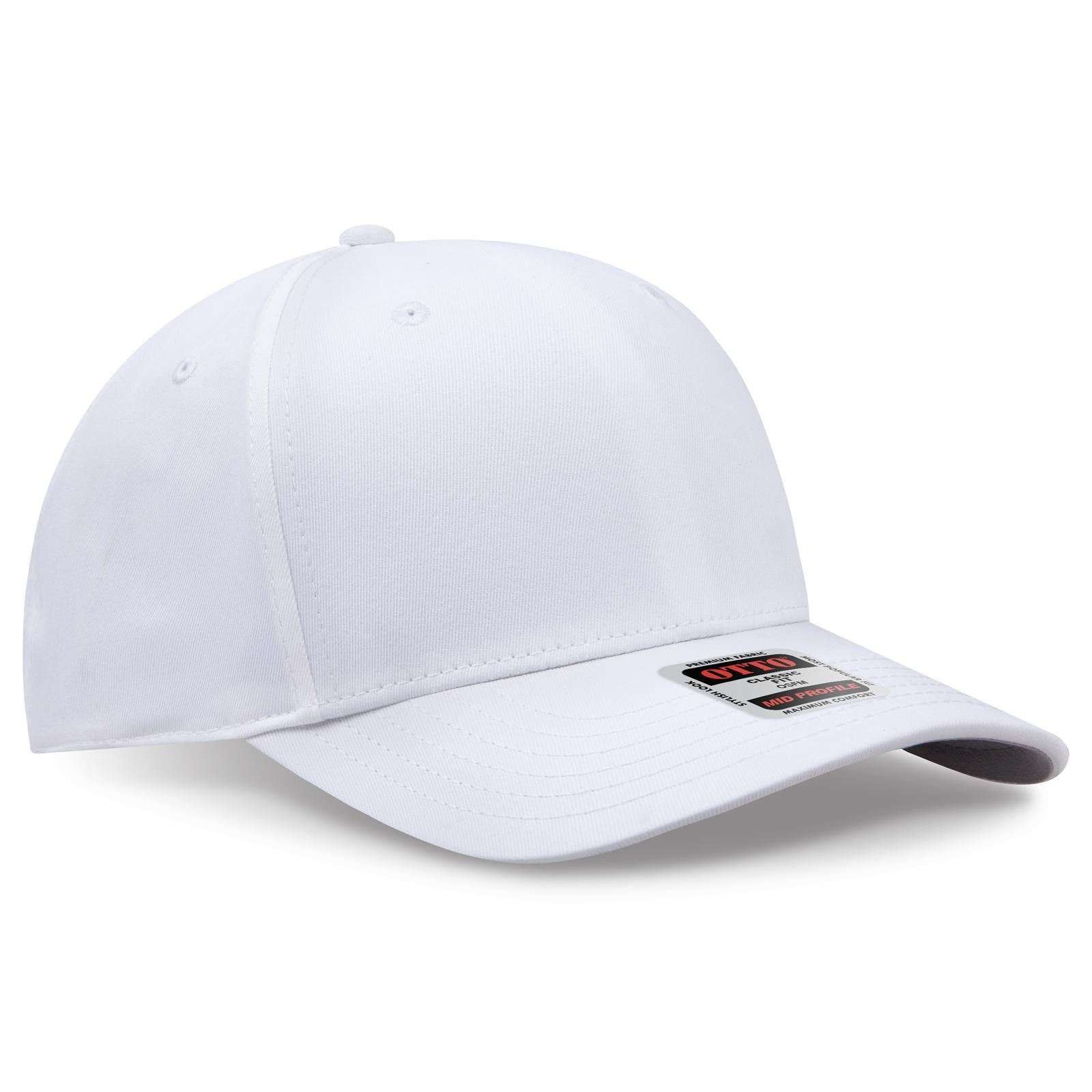 Right View of 016 - White OTTO CAP Seamless 6 Panel Mid Profile Baseball Cap