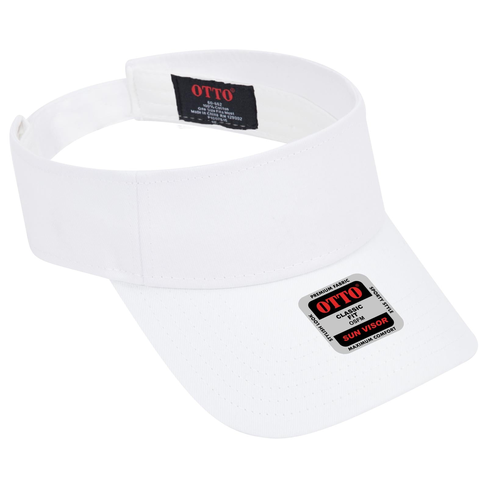 Front View of 016 - White OTTO CAP Sun Visor