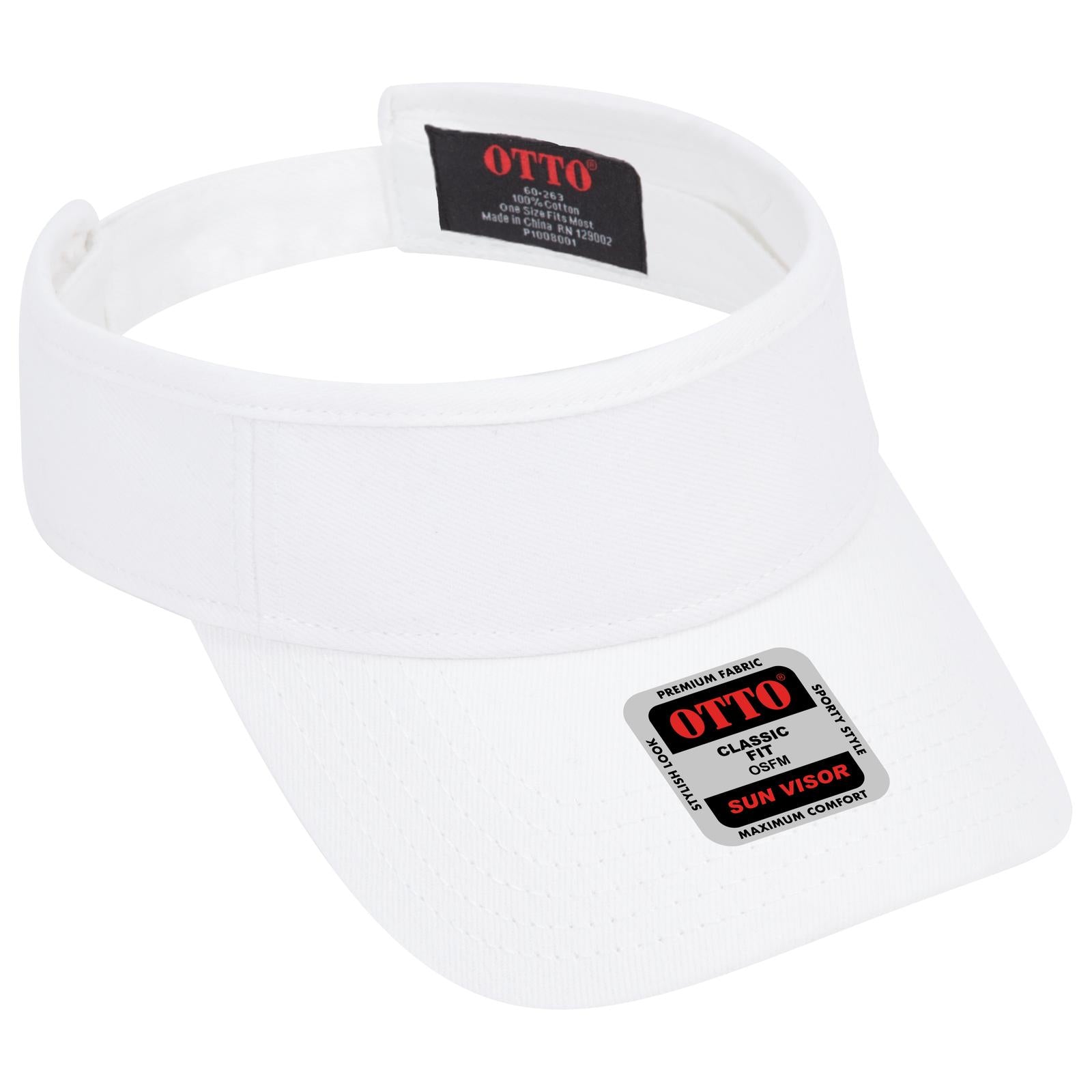Front View of 016 - White OTTO CAP Sun Visor