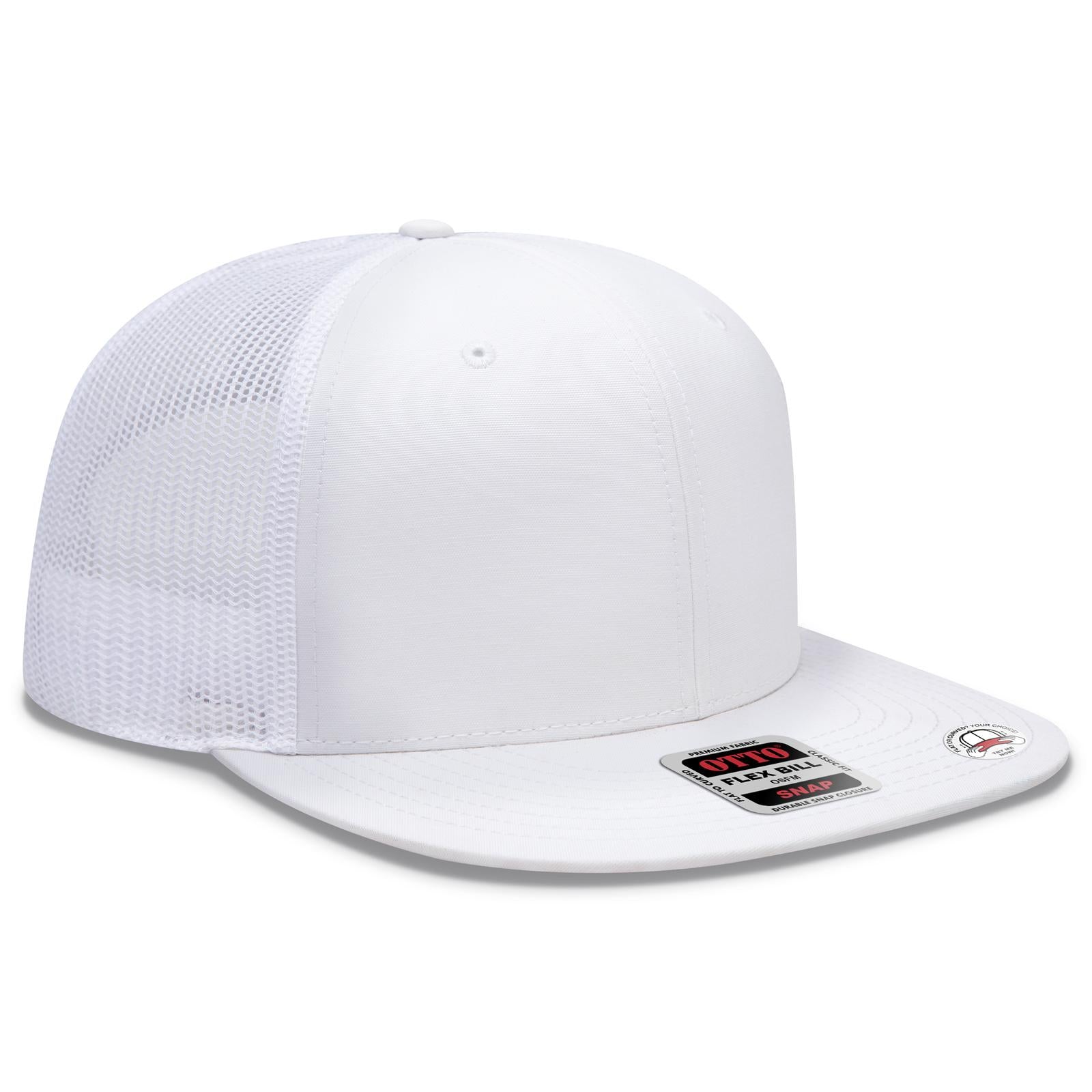 Right View of 016C - White OTTO CAP "OTTO SNAP" 6 Panel Pro Style Mesh Back Trucker Snapback Hat