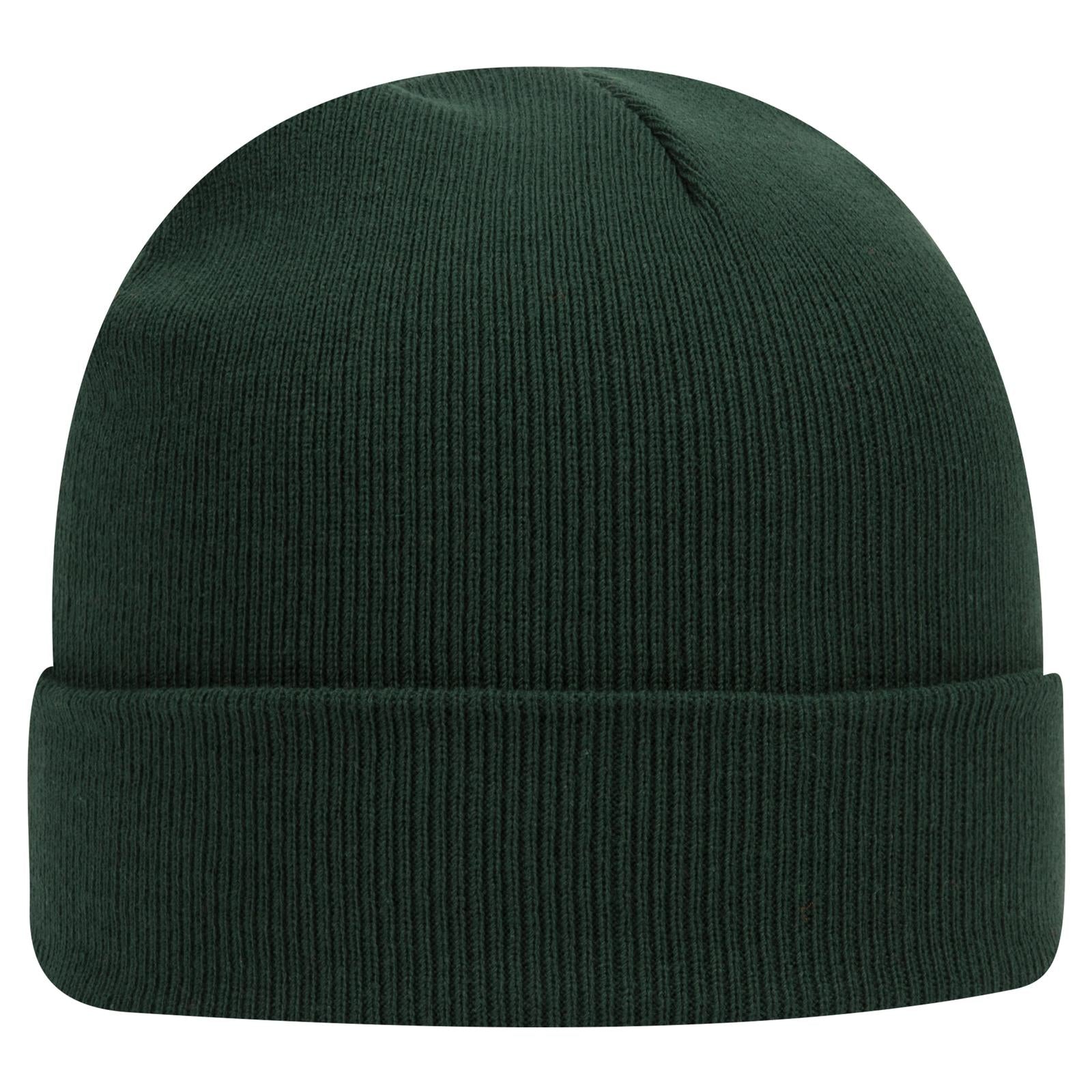 Front View of 017 - Dk. Green OTTO CAP 12" Classic Knit Beanie w/ Cuff
