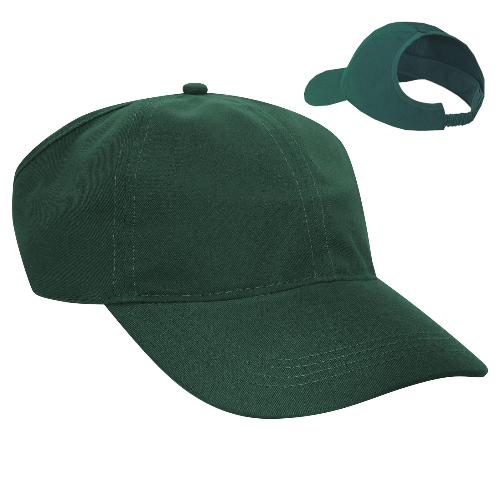 Rear View of 017 - Dk. Green OTTO CAP 4 Panel Ponytail Cap