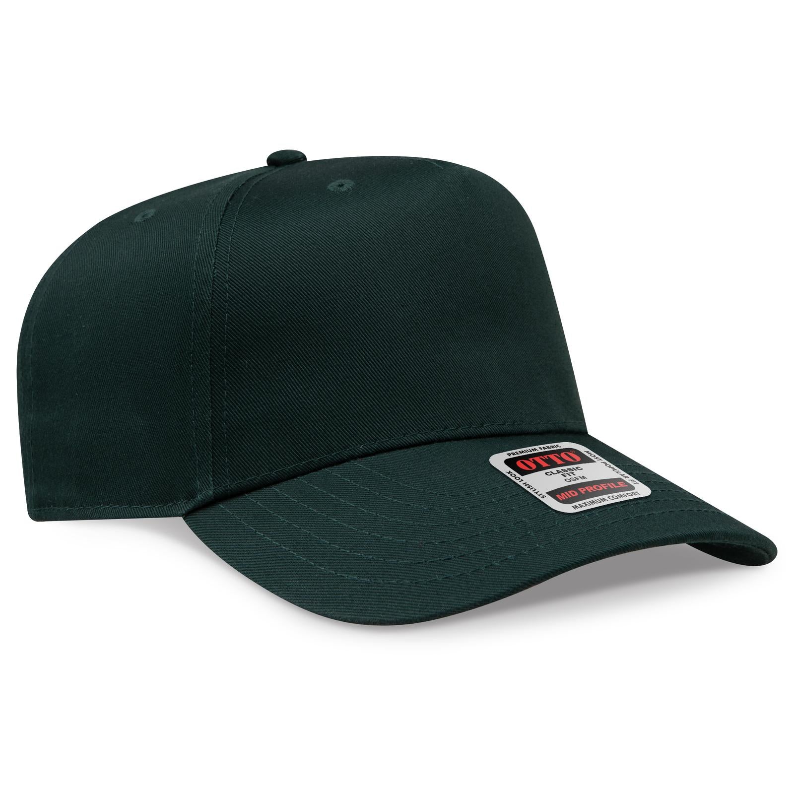 Front View of 017 - Dk. Green OTTO CAP 5 Panel Mid Profile Baseball Cap