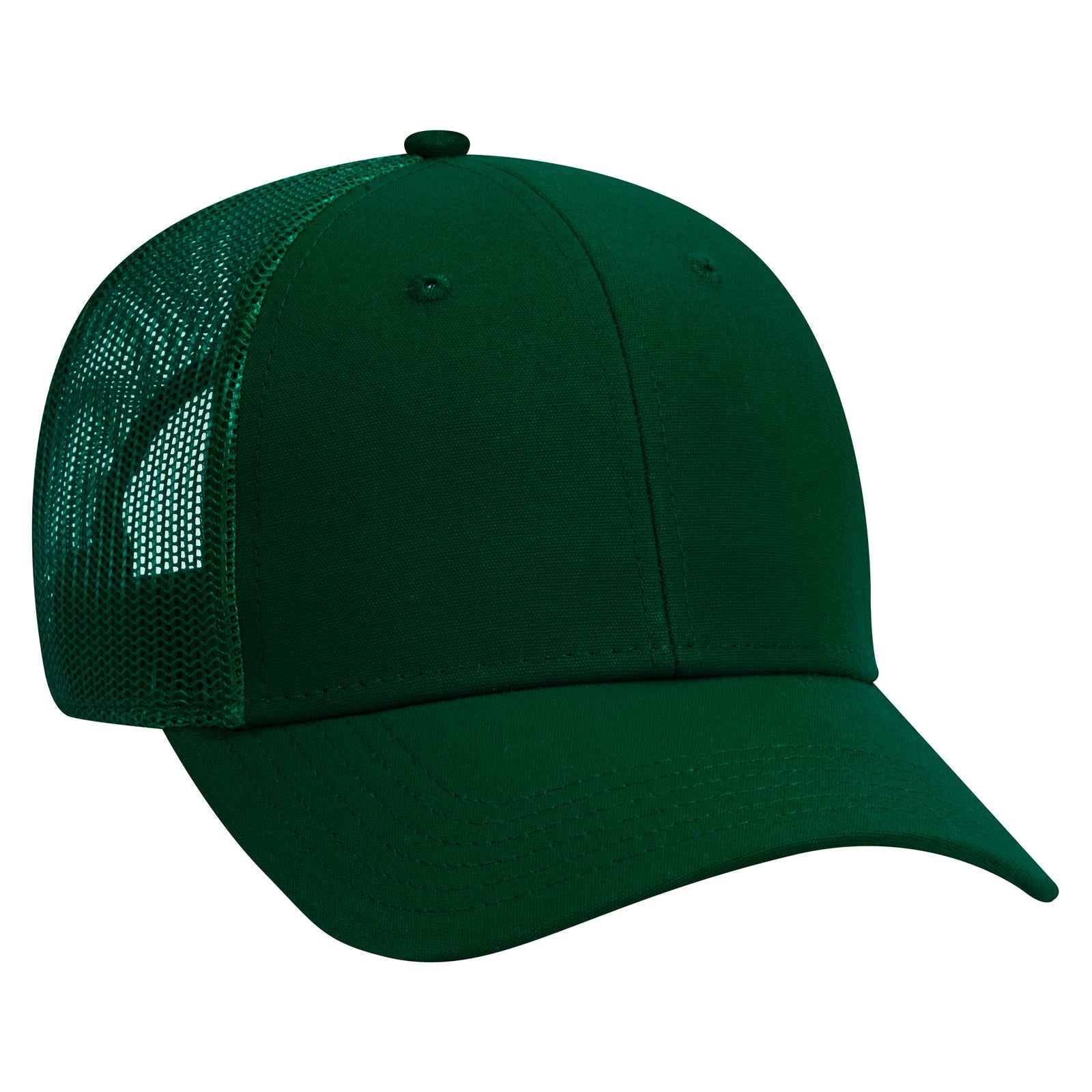 Front View of 017 - Dk. Green OTTO CAP 6 Panel Low Profile Mesh Back Trucker Hat