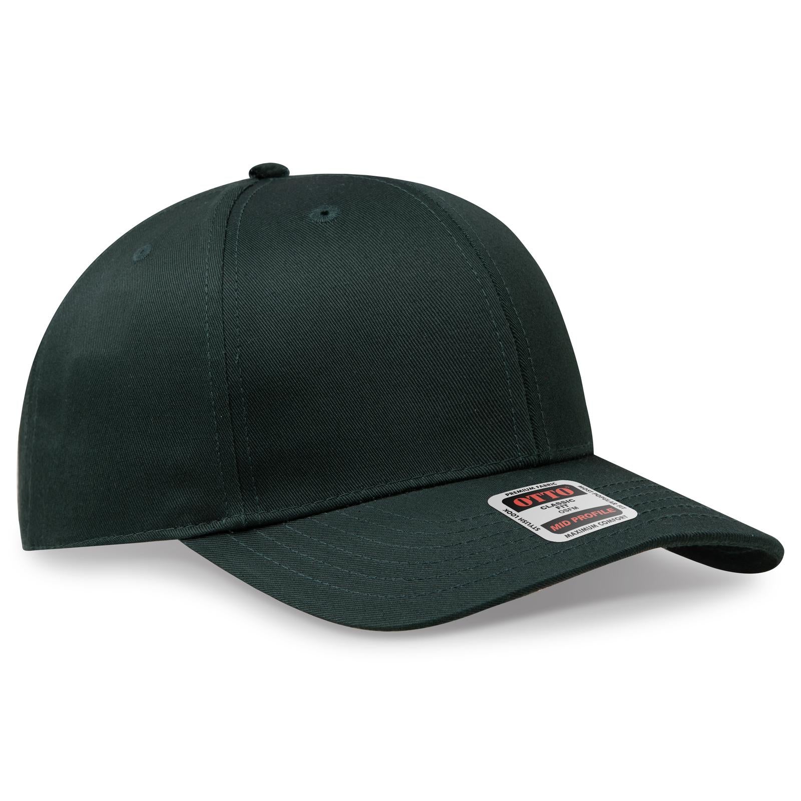 Front View of 017 - Dk. Green OTTO CAP 6 Panel Mid Profile Baseball Cap