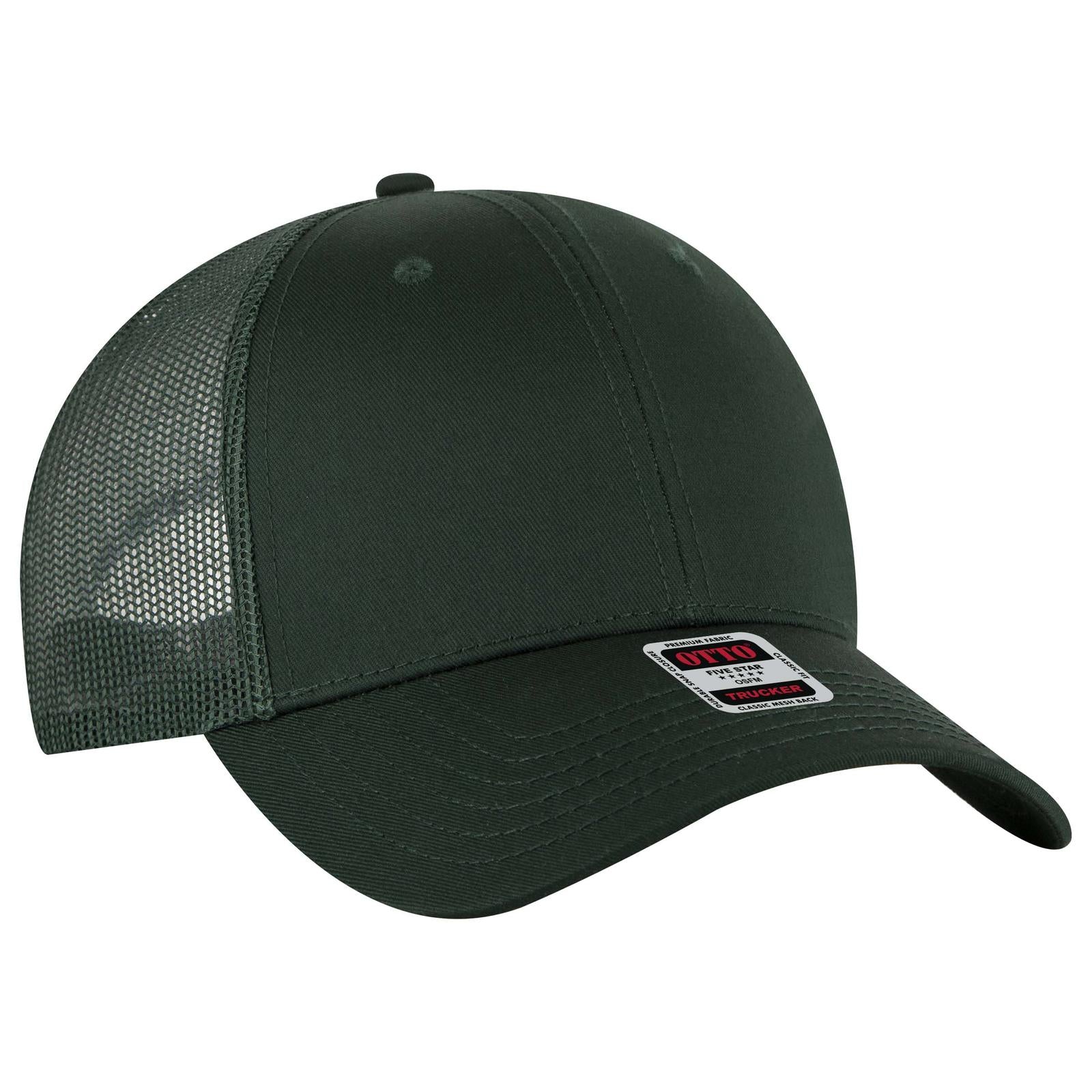 Right View of 017A - Dk. Green OTTO CAP 6 Panel Low Profile Mesh Back Trucker Hat