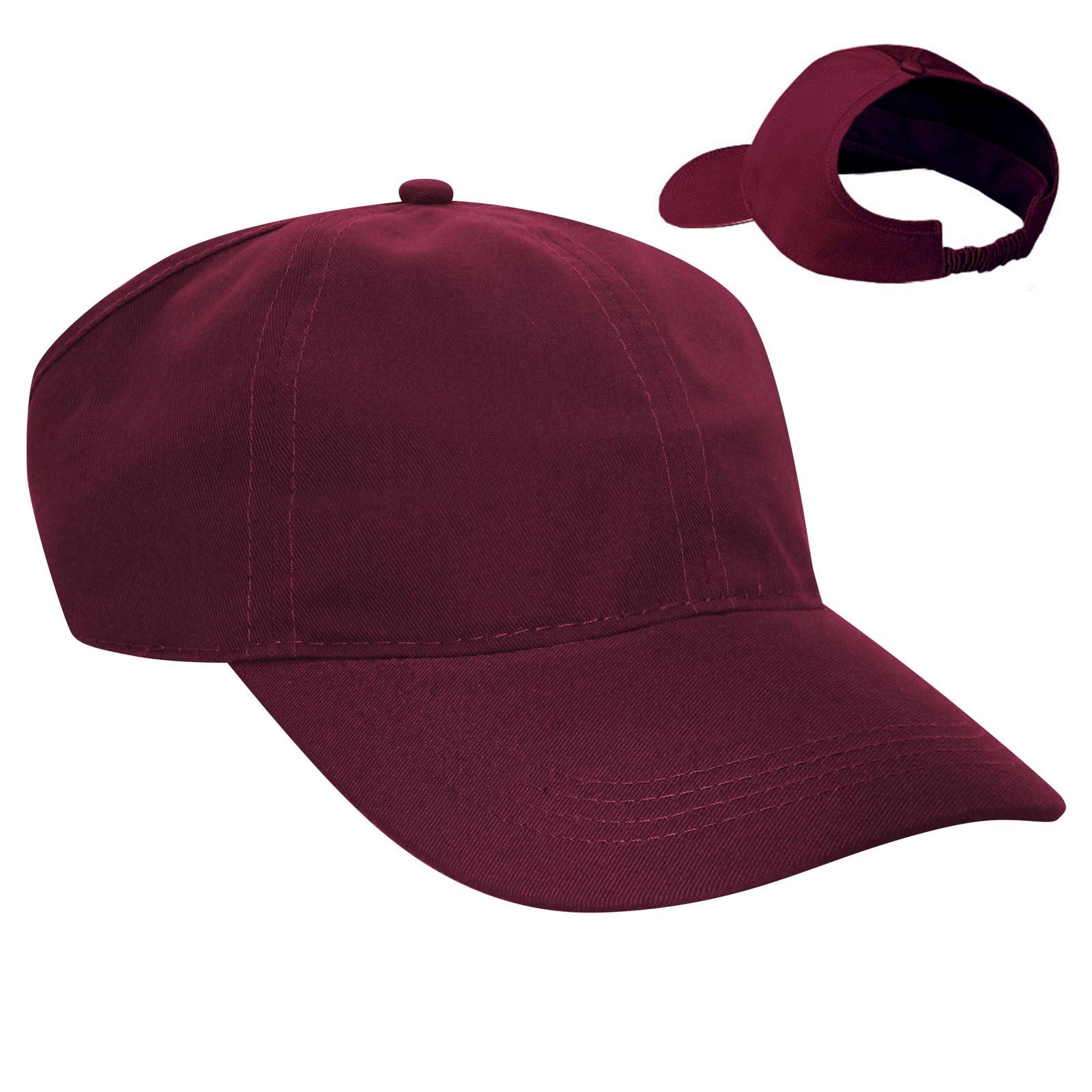 Rear View of 019 - Burg. Marn OTTO CAP 4 Panel Ponytail Cap