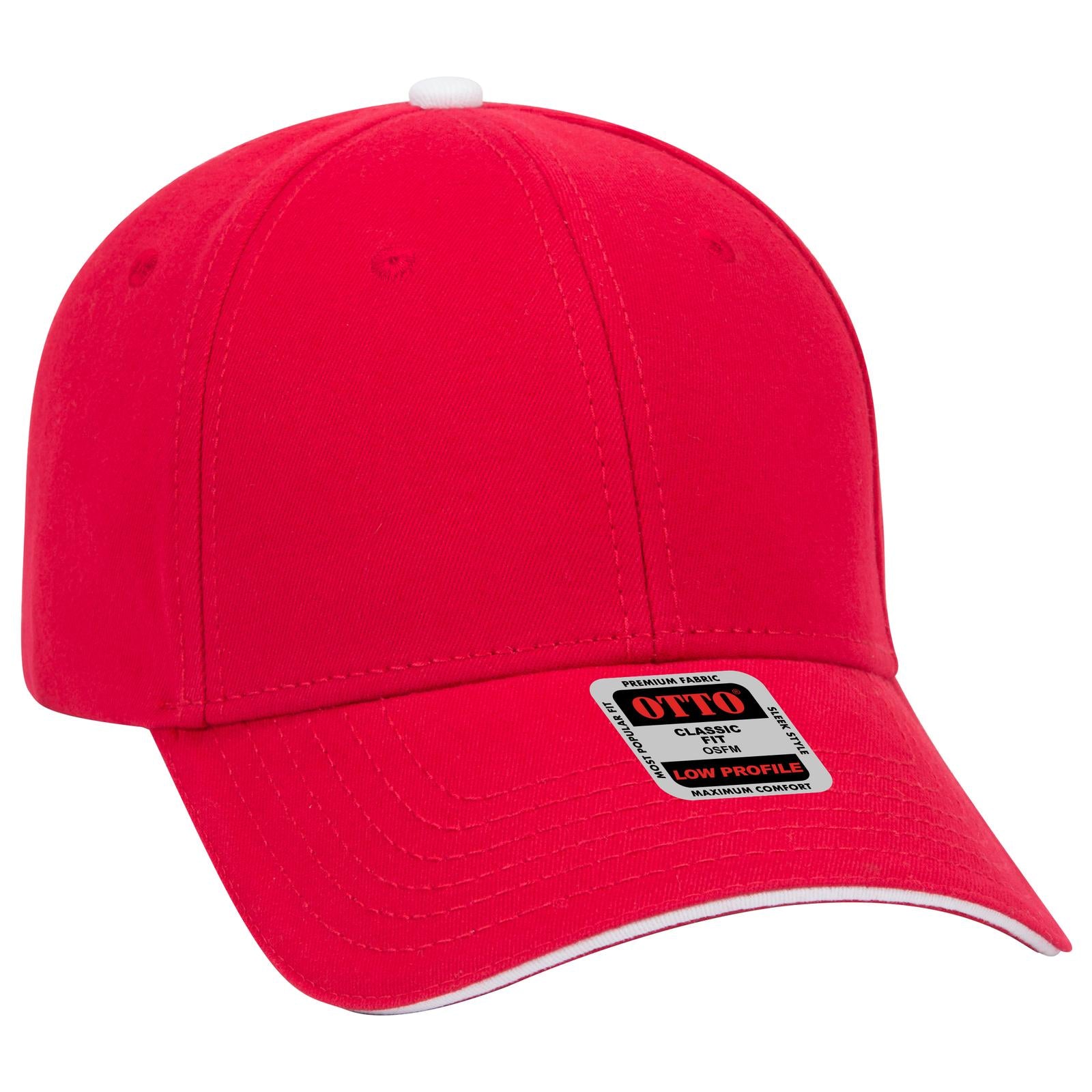 Right View of 020216 - Red/Red/Wht OTTO CAP 6 Panel Low Profile Baseball Cap