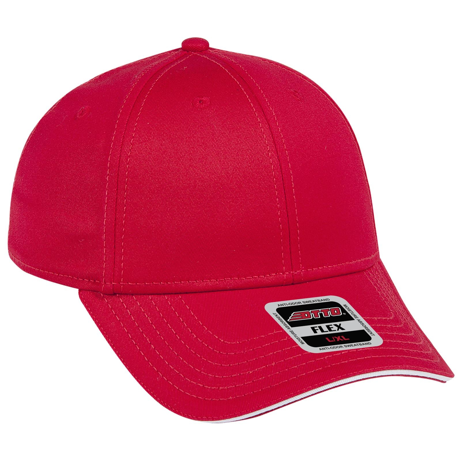 Right View of 020216 - Red/Red/Wht OTTO CAP "OTTO FLEX" Fitted 6 Panel Low Profile Baseball Cap