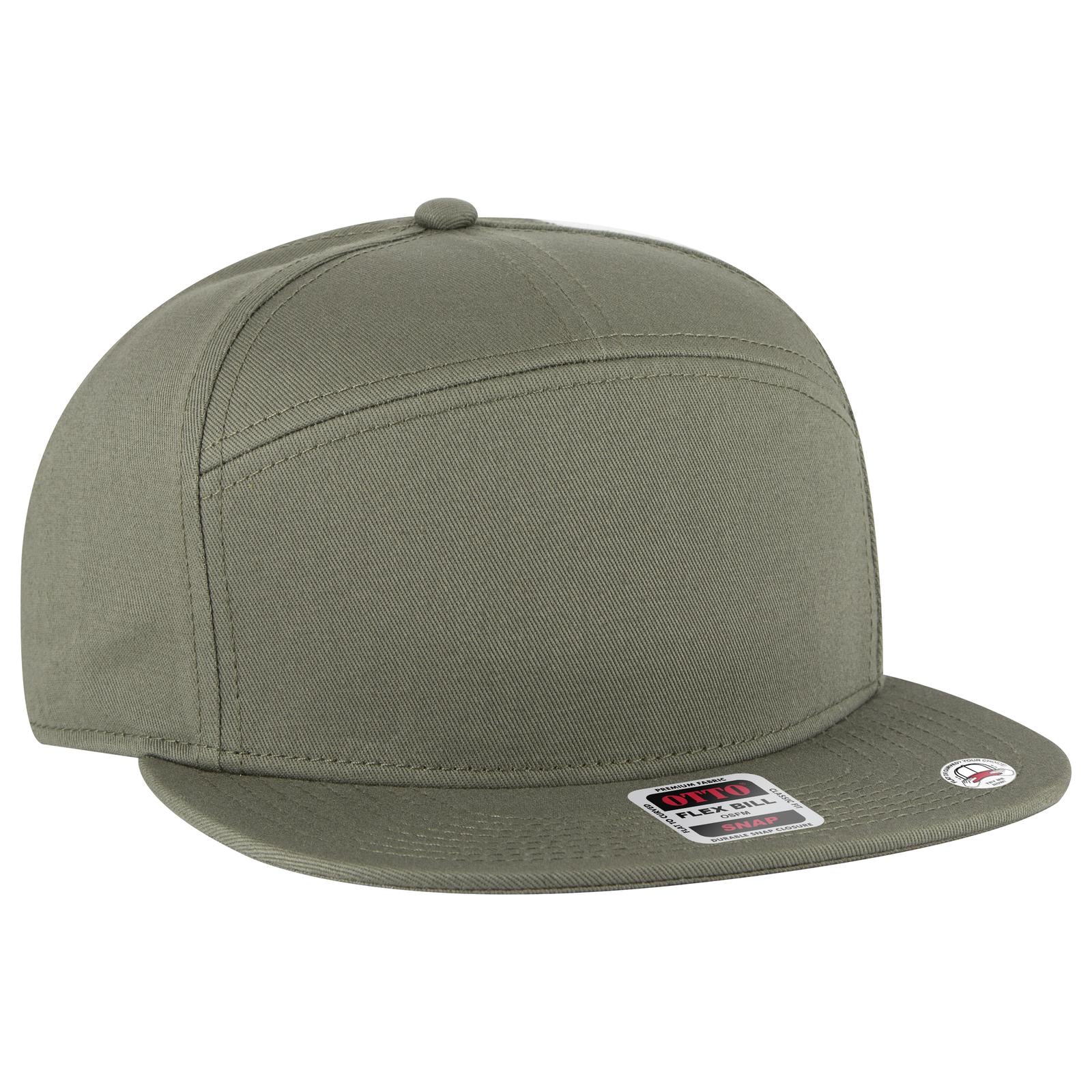 Right View of 021 - Ol. Green OTTO CAP "OTTO SNAP" 7 Panel Pro Style Snapback Hat