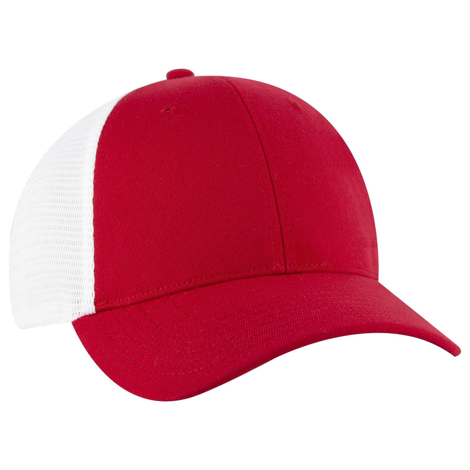 Right View of 0216 - Red/Wht OTTO CAP "OTTO FLEX" Fitted 6 Panel Low Profile Mesh Back Trucker Hat