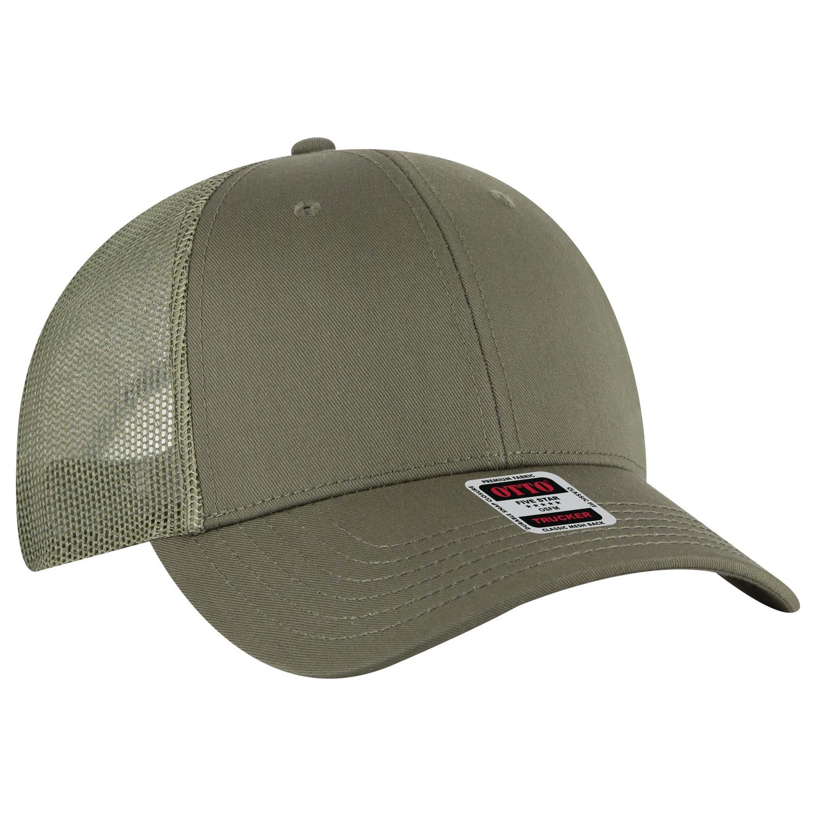 Right View of 021A - Ol. Green OTTO CAP 6 Panel Low Profile Mesh Back Trucker Hat