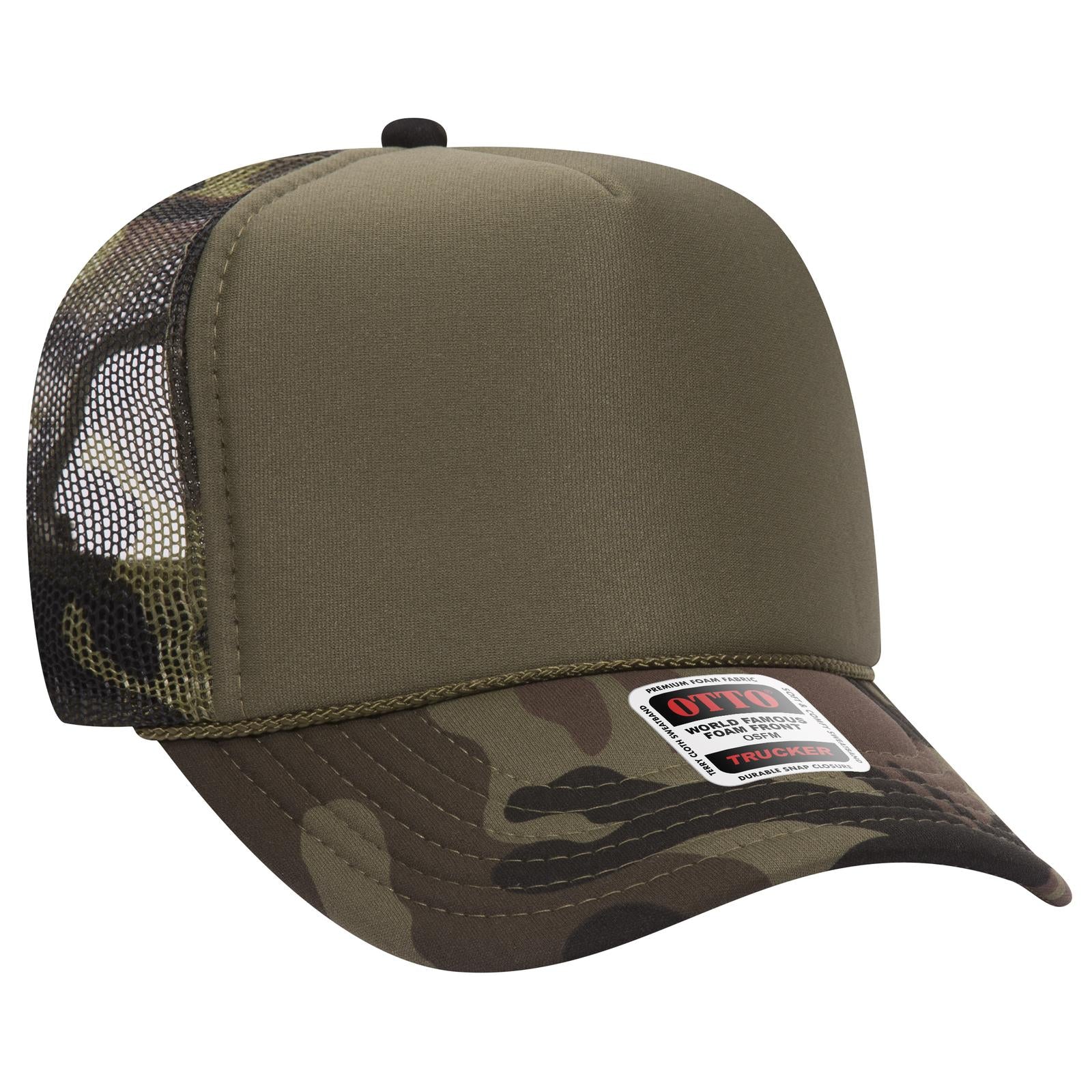 Front View of 021CPB OTTO CAP 5 Panel High Crown Mesh Back Trucker Hat