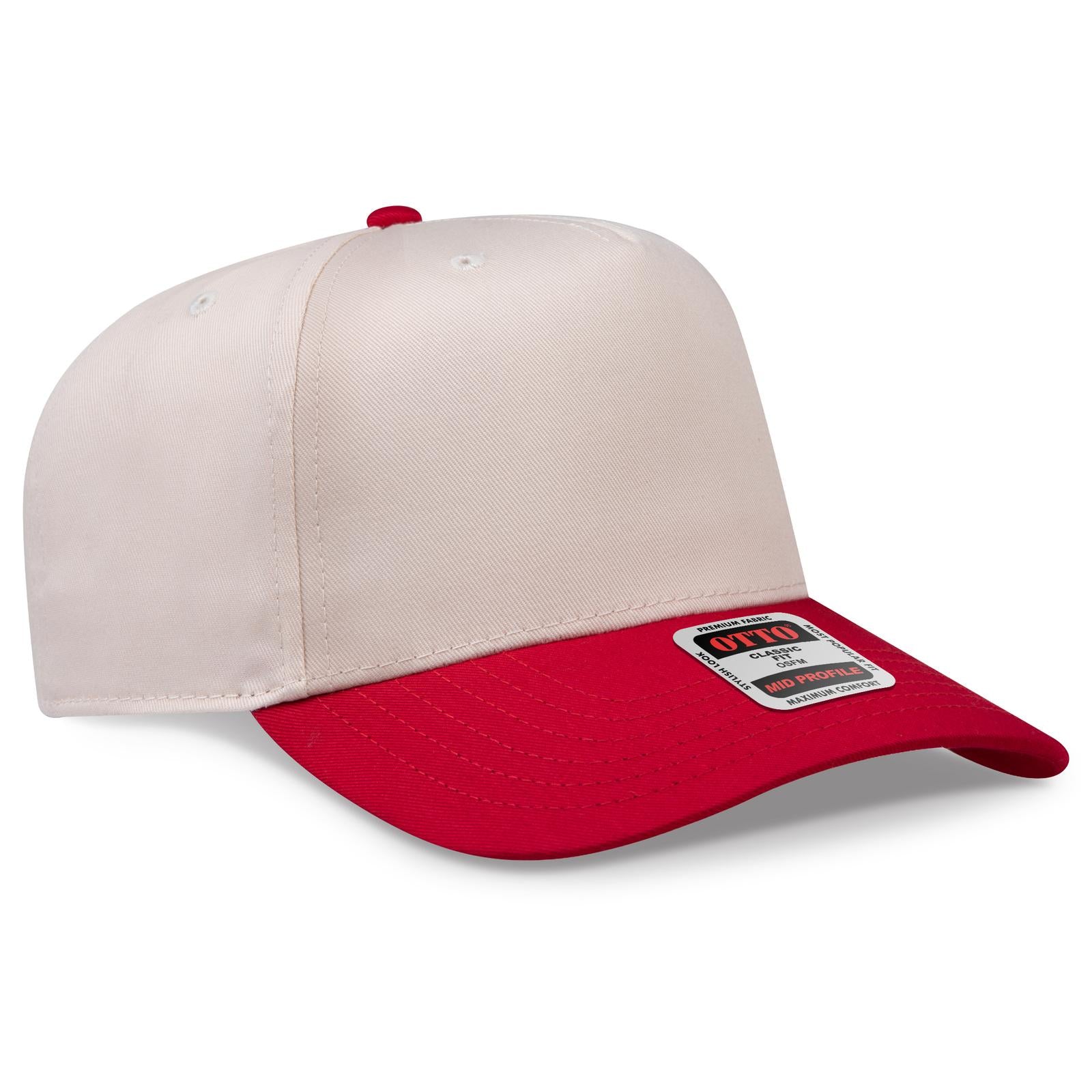 Right View of 0231 - Red/Natl OTTO CAP 5 Panel Mid Profile Baseball Cap