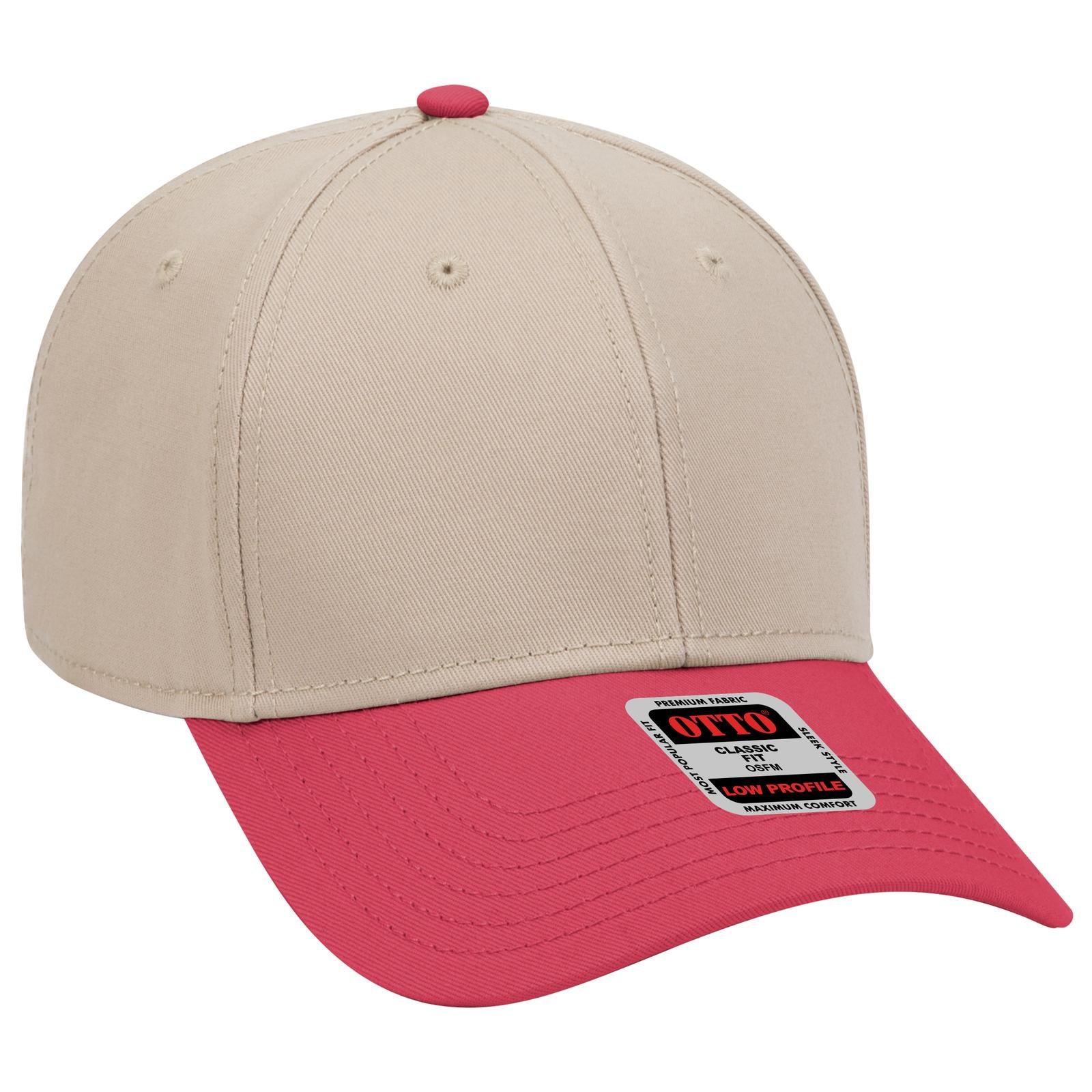 Right View of 023232 - Red/Kha/Kha OTTO CAP 6 Panel Low Profile Baseball Cap