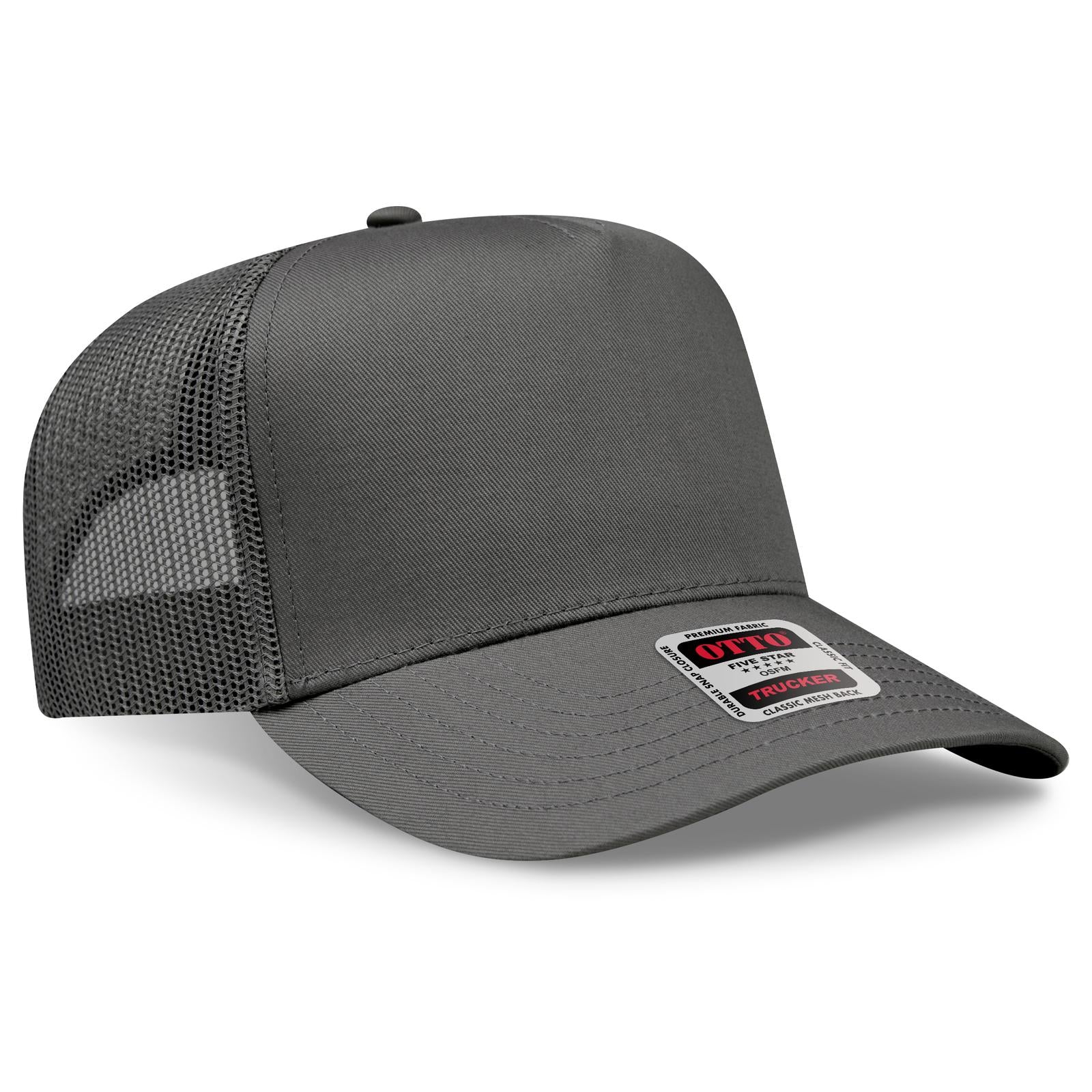 Right View of 025 - Char. Gray OTTO CAP 5 Panel Mid Profile Mesh Back Trucker Hat