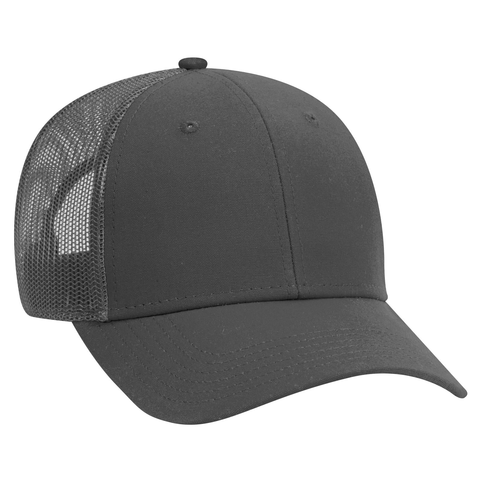 Right View of 025 - Char. Gray OTTO CAP 6 Panel Low Profile Mesh Back Trucker Hat