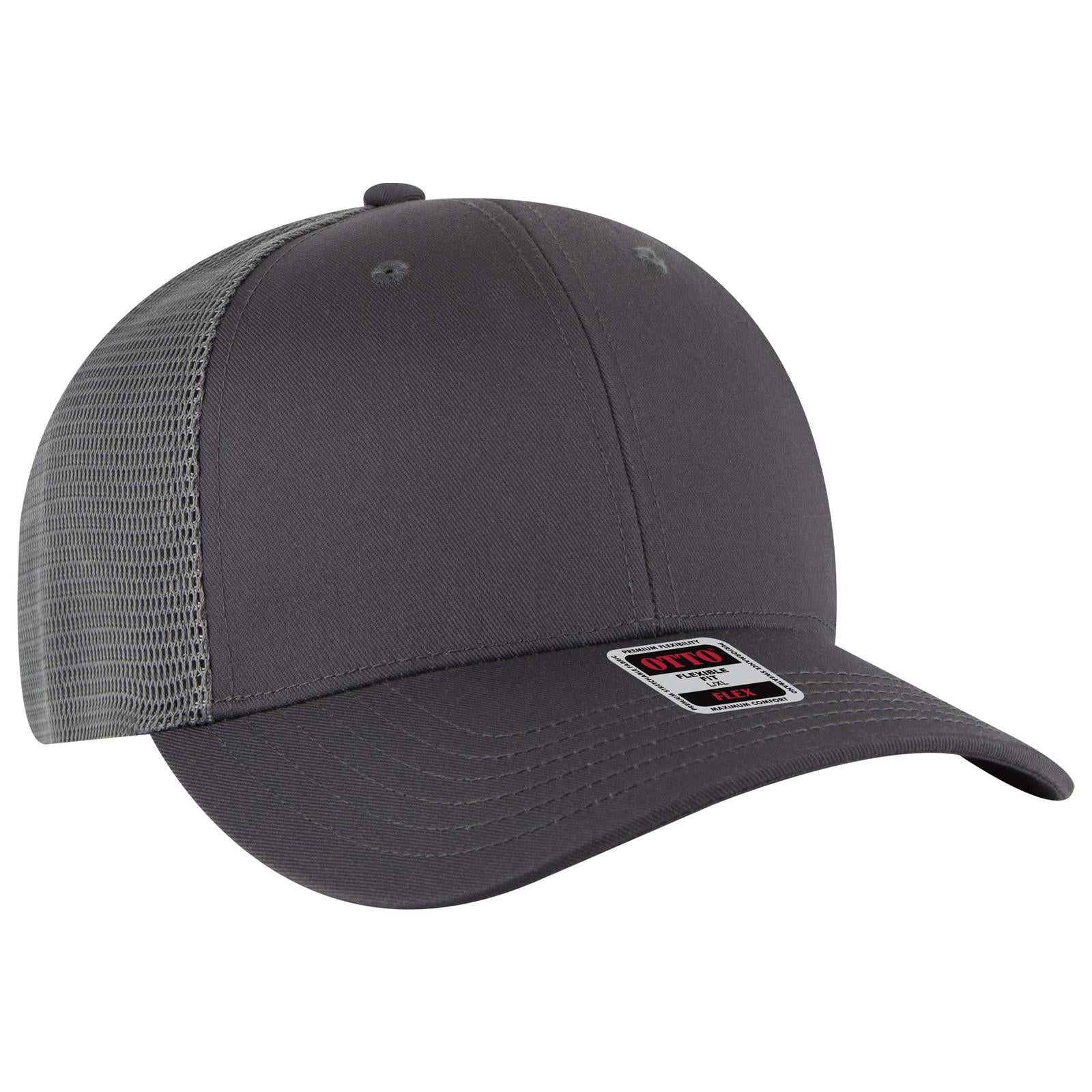 Right View of 025 - Char. Gray OTTO CAP "OTTO FLEX" Fitted 6 Panel Low Profile Mesh Back Trucker Hat