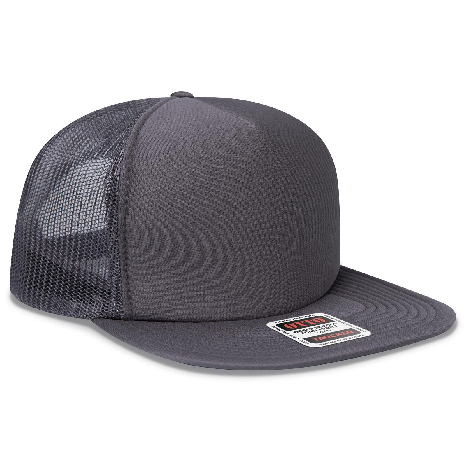 Front View of 025 - Char. Gray OTTO CAP "OTTO SNAP" 5 Panel High Crown Mesh Back Trucker Snapback Hat