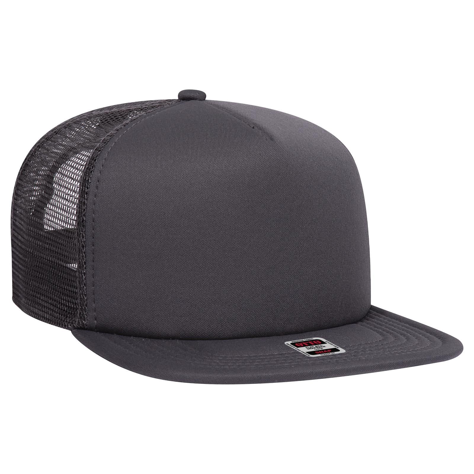 Right View of 025 - Char. Gray OTTO CAP "OTTO SNAP" 5 Panel Mid Profile Mesh Back Trucker Snapback Hat