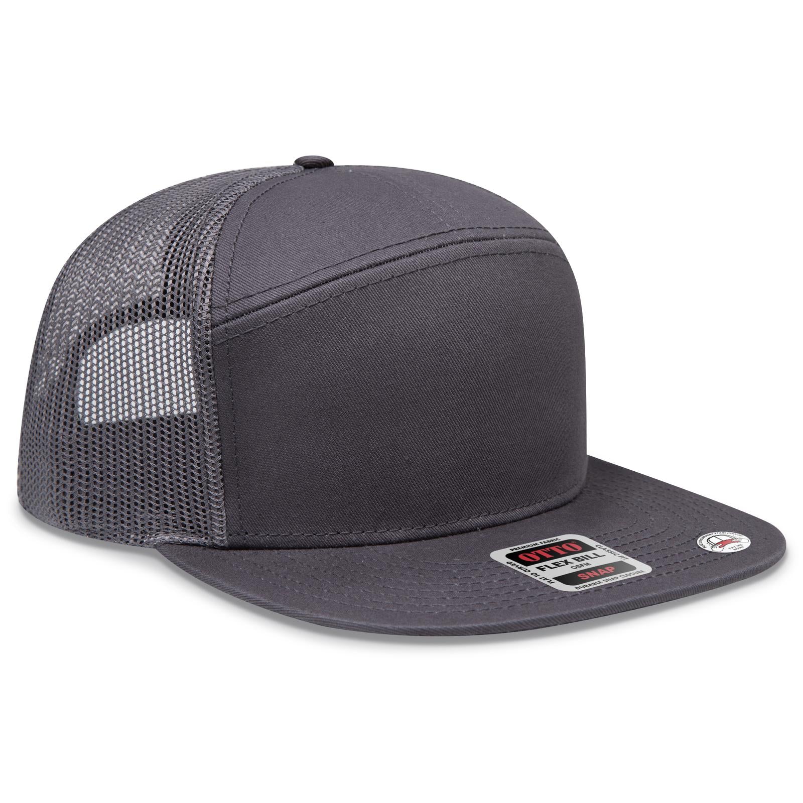 Right View of 025 - Char. Gray OTTO CAP "OTTO SNAP" 7 Panel Pro Style Mesh Back Trucker Snapback Hat