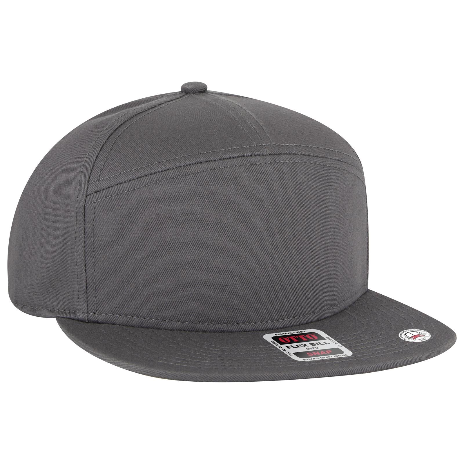 Front View of 025 - Char. Gray OTTO CAP "OTTO SNAP" 7 Panel Pro Style Snapback Hat