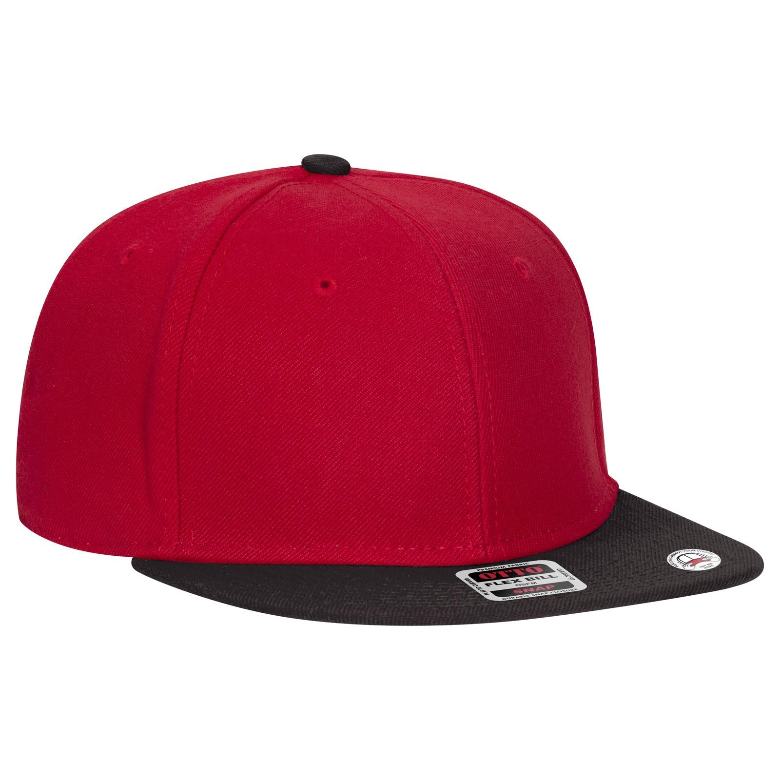 Front View of 030202 - Blk/Red/Red OTTO CAP "OTTO SNAP" 6 Panel Pro Style Snapback Hat