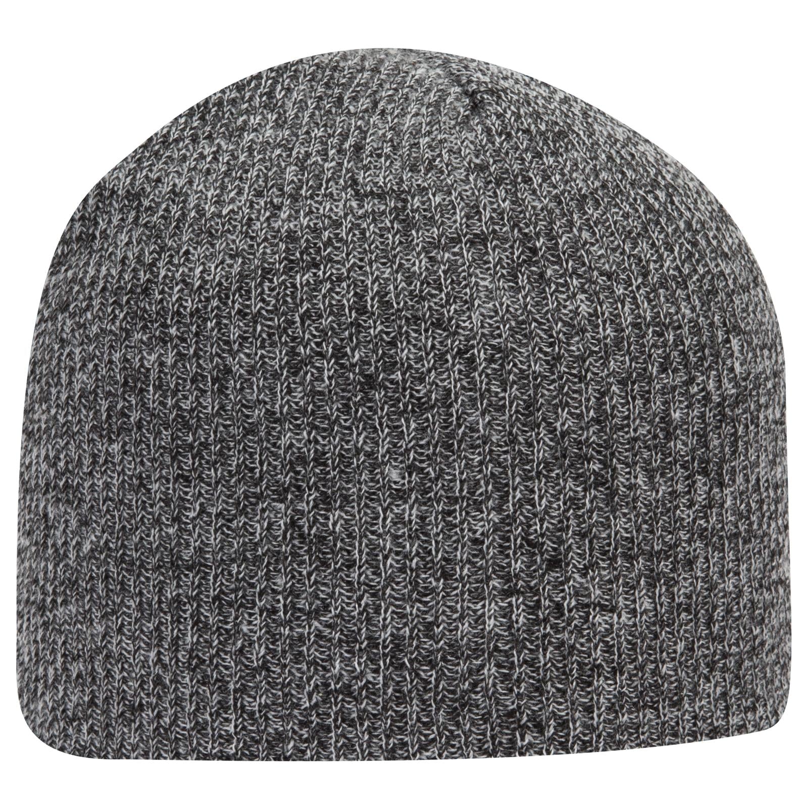 Front View of 0316 - Blk/Wht OTTO CAP 9 1/2" Premium Rib Knit Beanie