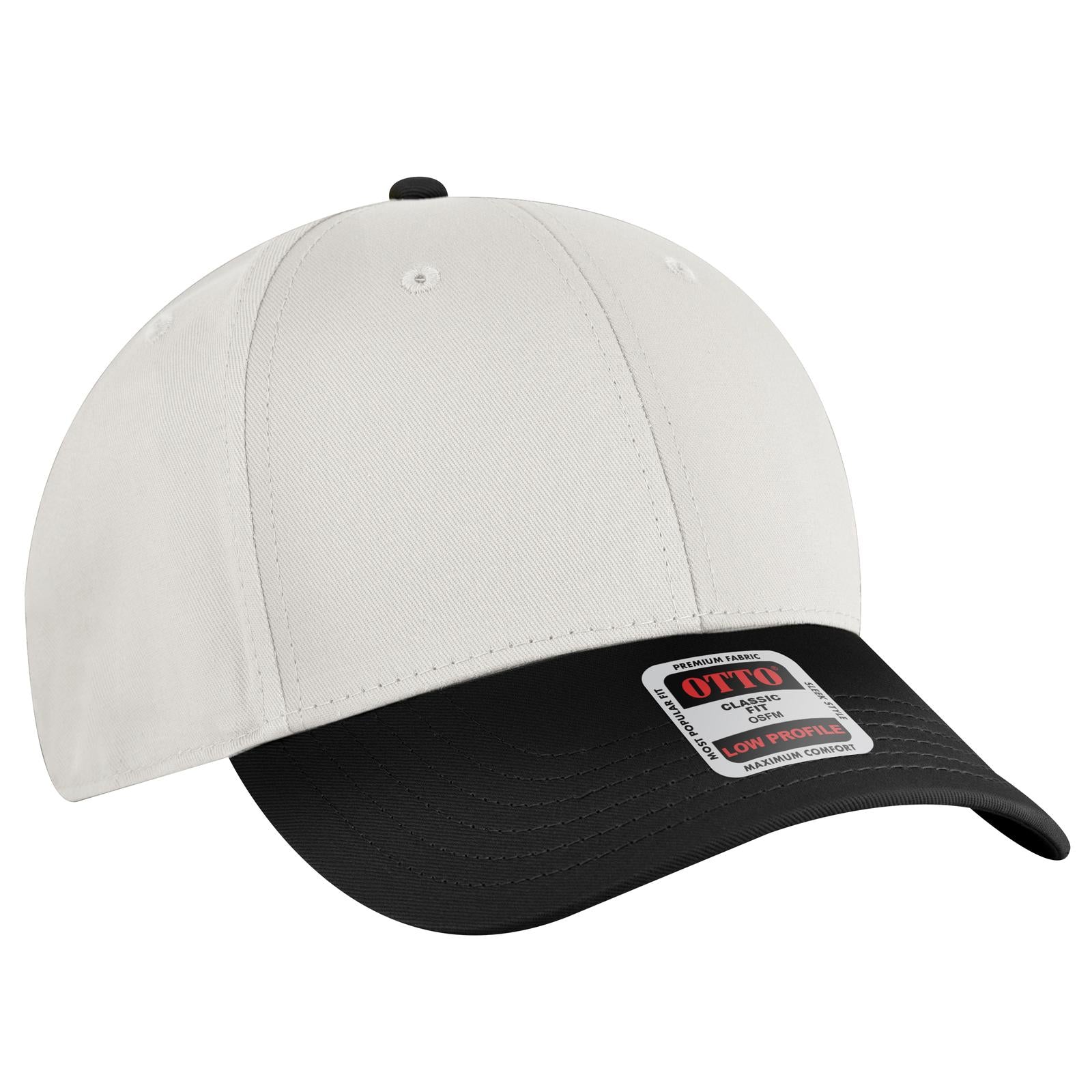 Front View of 031616 - Blk/Wht/Wht OTTO CAP 6 Panel Low Profile Baseball Cap