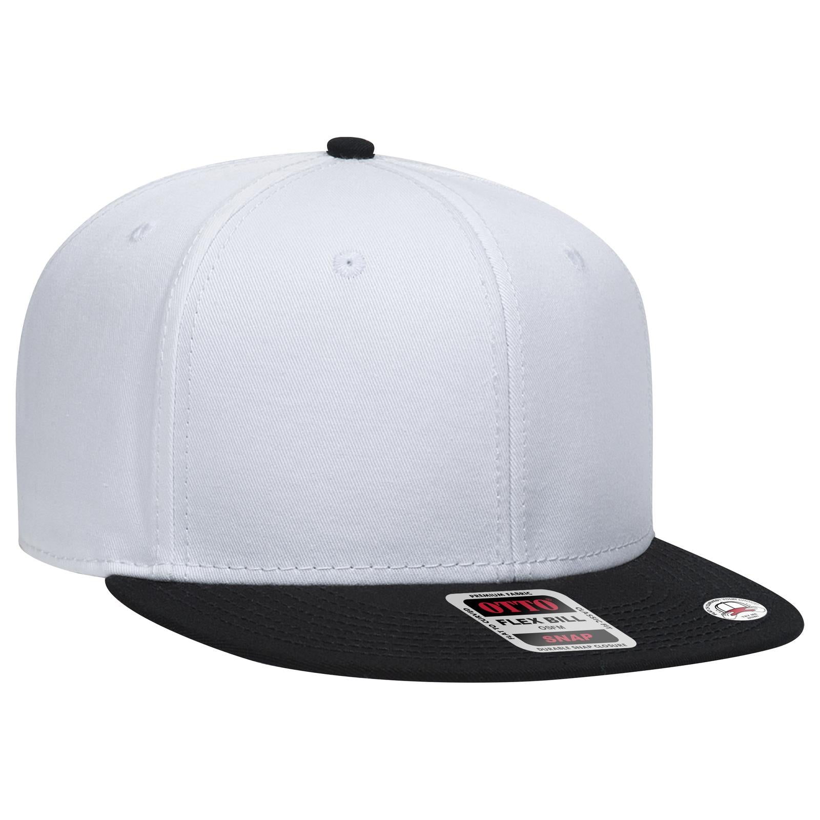 Right View of 031616 - Blk/Wht/Wht OTTO CAP “OTTO SNAP” 6 Panel Pro Style Snapback Hat