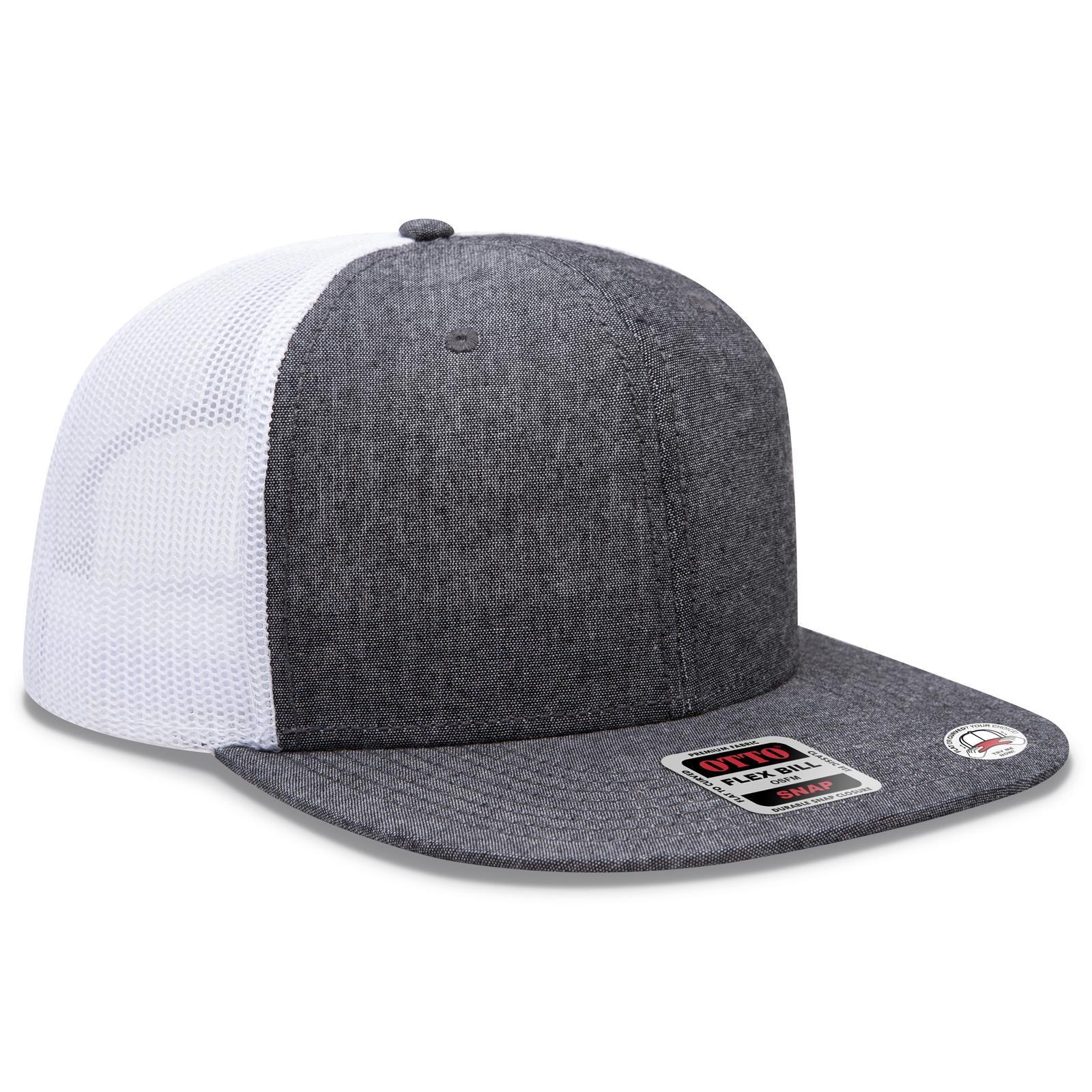 Right View of 0316A - Blk/Wht OTTO CAP "OTTO SNAP" 6 Panel Pro Style Mesh Back Trucker Snapback Hat