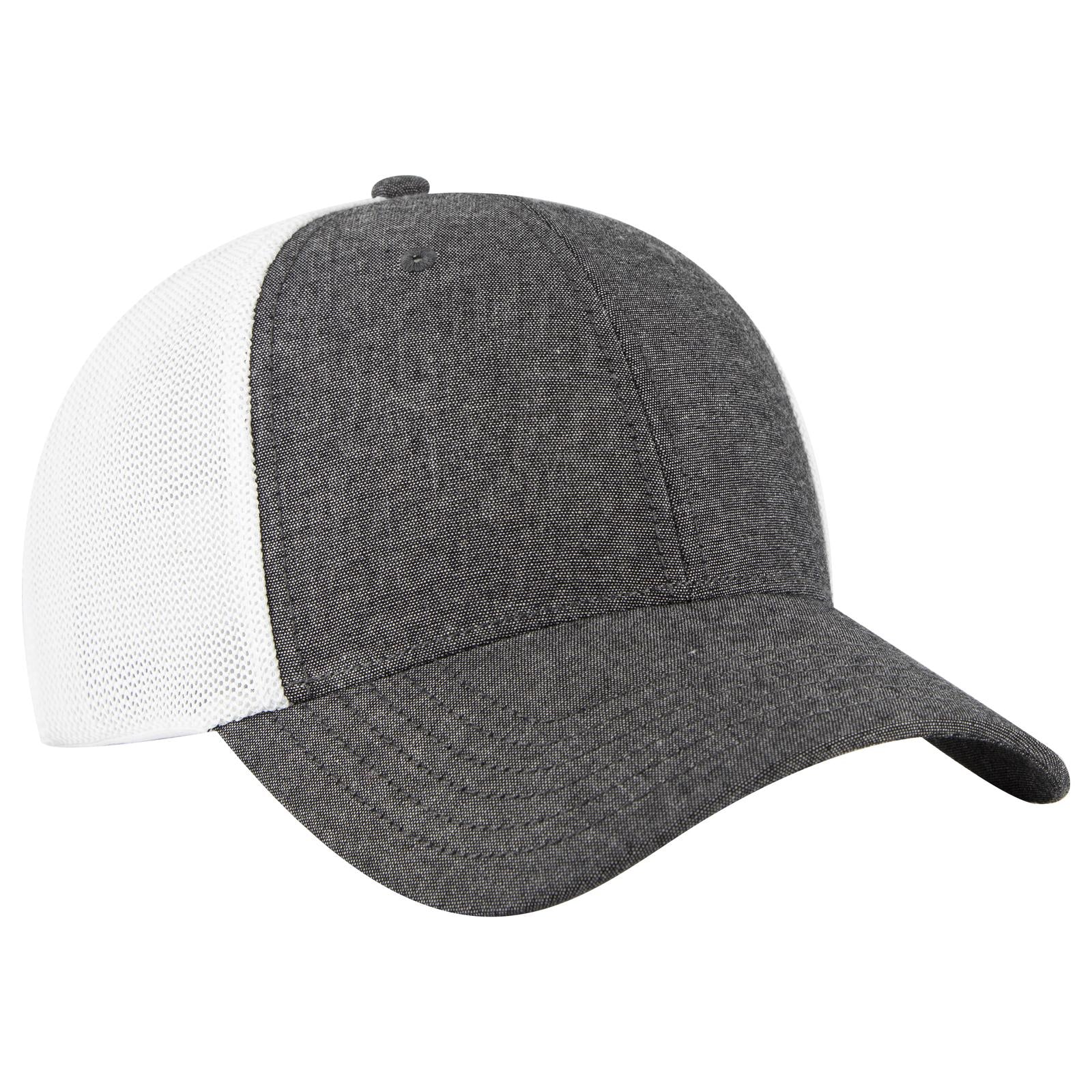 Front View of 0316C - Blk/Wht OTTO CAP "OTTO COMFY FIT" 6 Panel Low Profile Mesh Back Trucker Hat