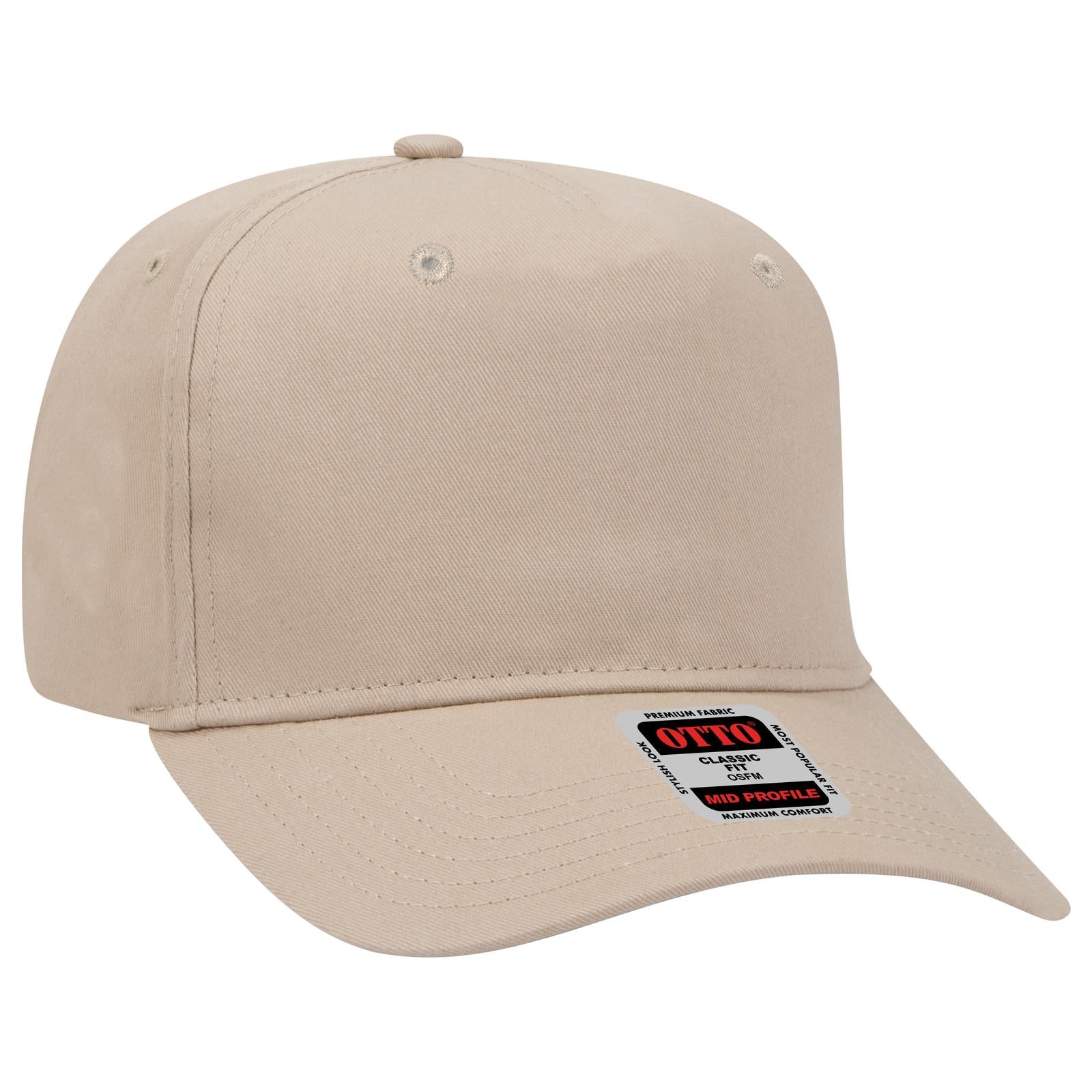 Right View of 032 - Khaki OTTO CAP 5 Panel Mid Profile Baseball Cap