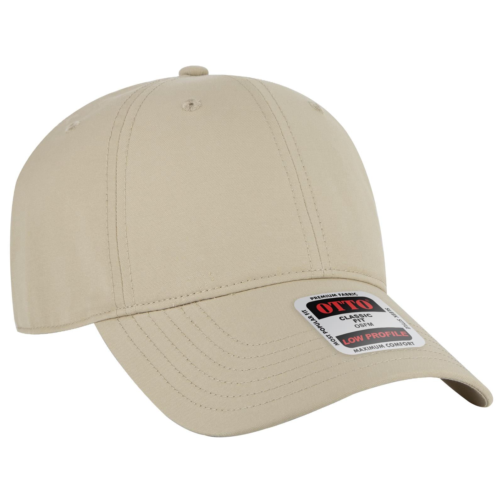 Front View of 032 - Khaki OTTO CAP 6 Panel Low Profile Baseball Cap