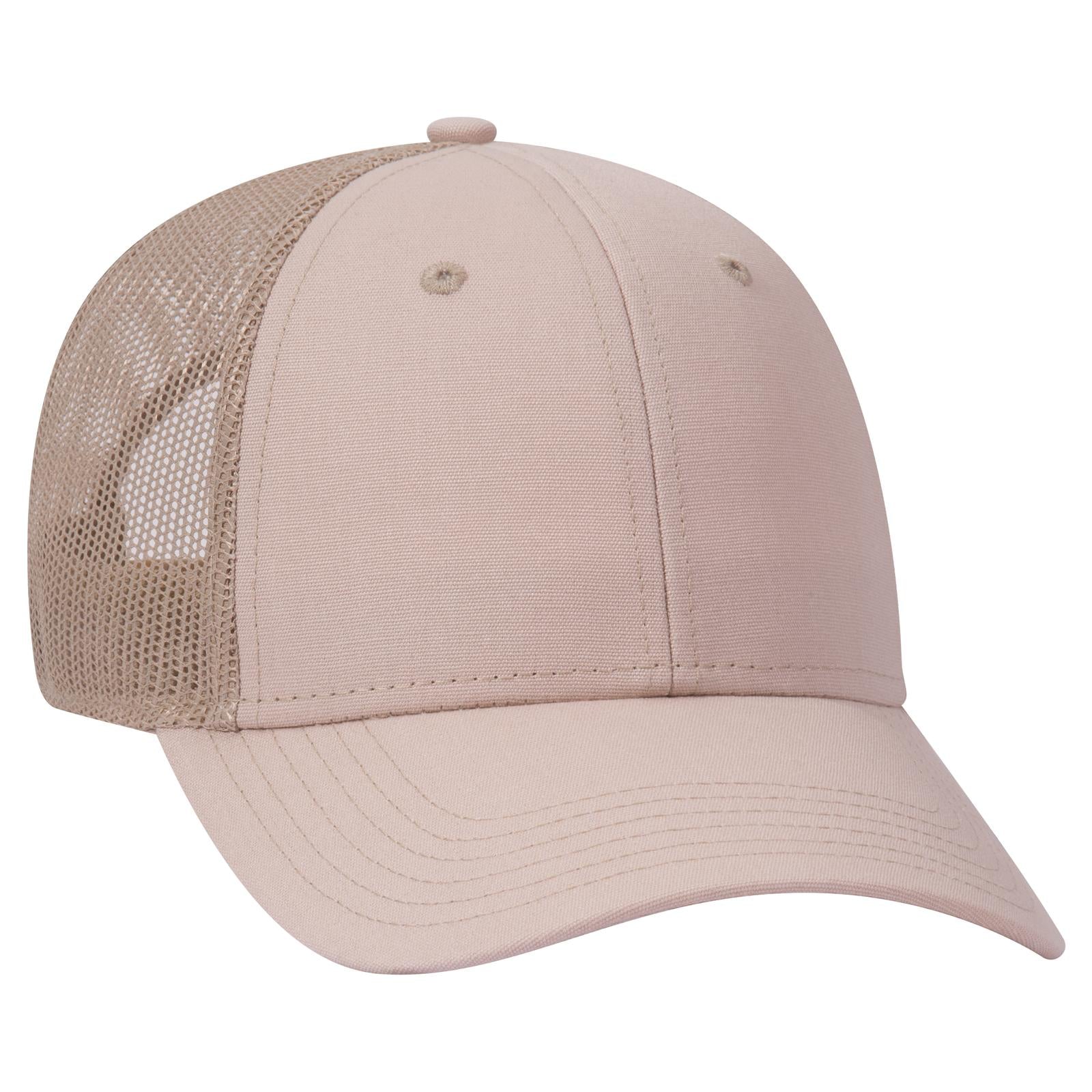 Right View of 032 - Khaki OTTO CAP 6 Panel Low Profile Mesh Back Trucker Hat