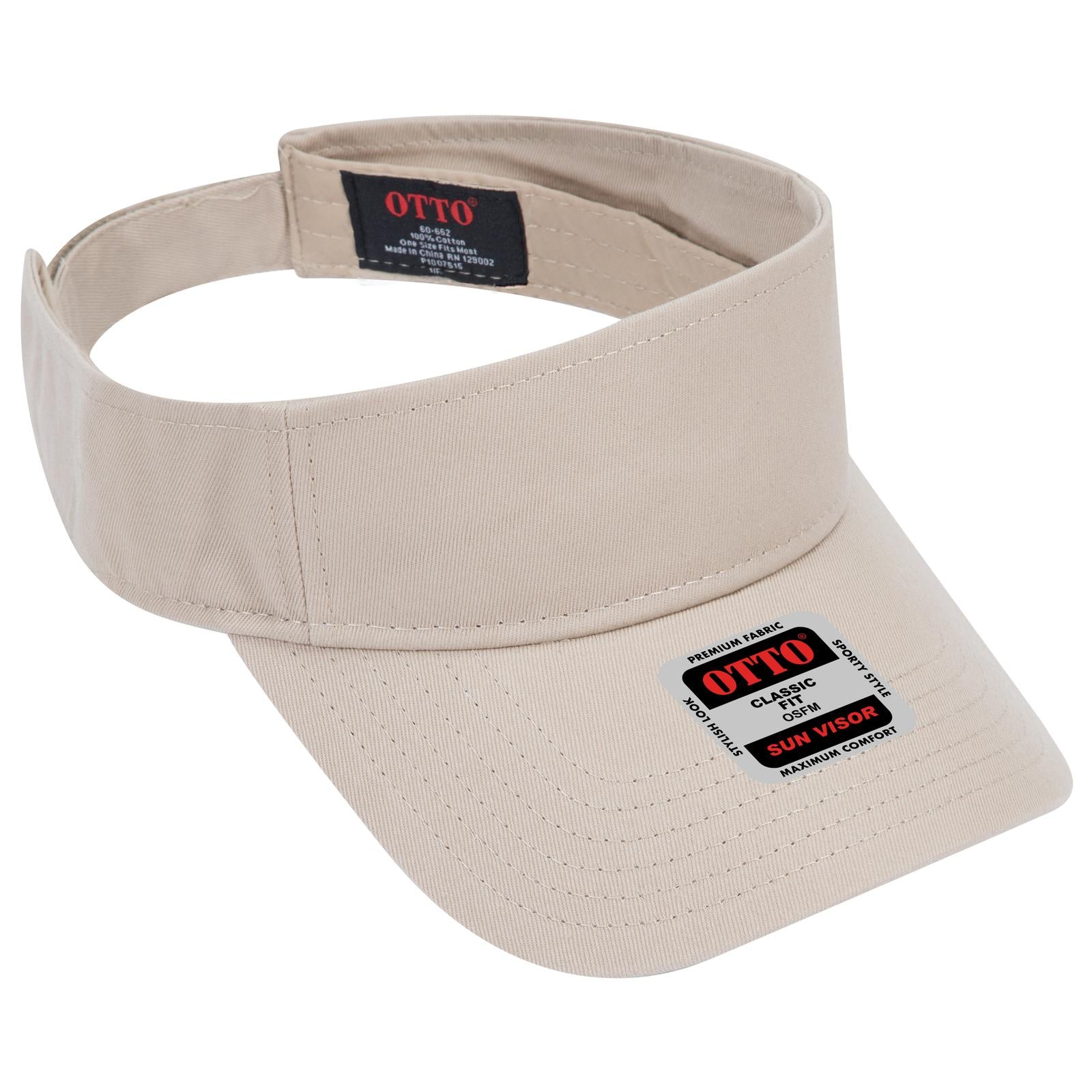 Front View of 032 - Khaki OTTO CAP Sun Visor