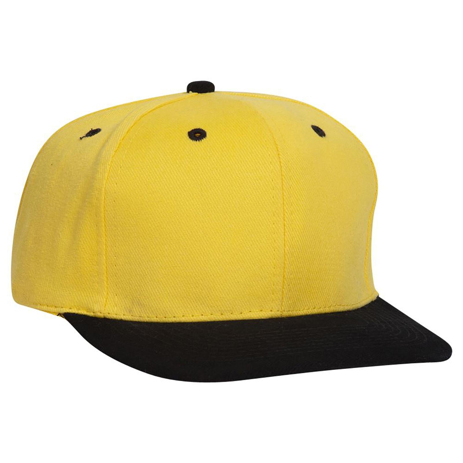 Front View of 0320 - Blk/Yel OTTO CAP 6 Panel Mid Profile Baseball Cap
