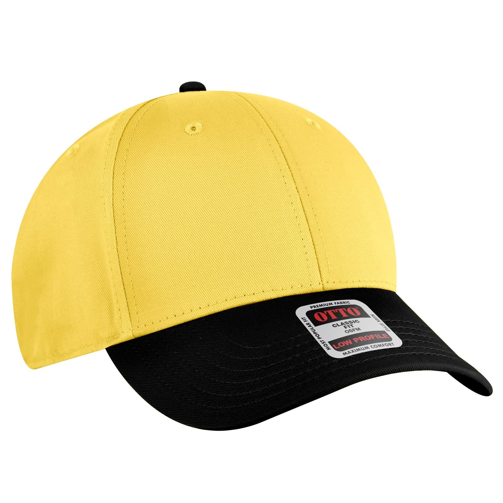Front View of 032020 - Blk/Yel/Yel OTTO CAP 6 Panel Low Profile Baseball Cap