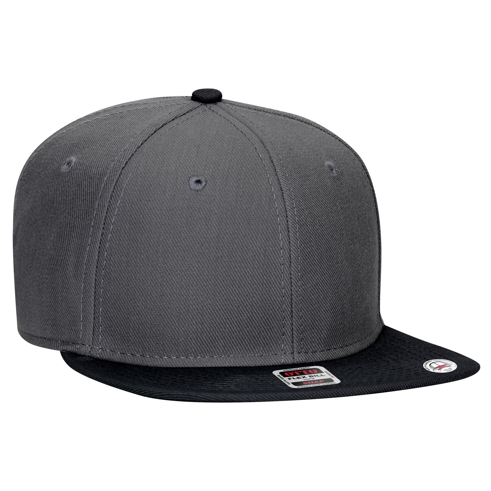 Front View of 032525 - Blk/Ch.Gry/Ch.Gry OTTO CAP "OTTO SNAP" 6 Panel Pro Style Snapback Hat