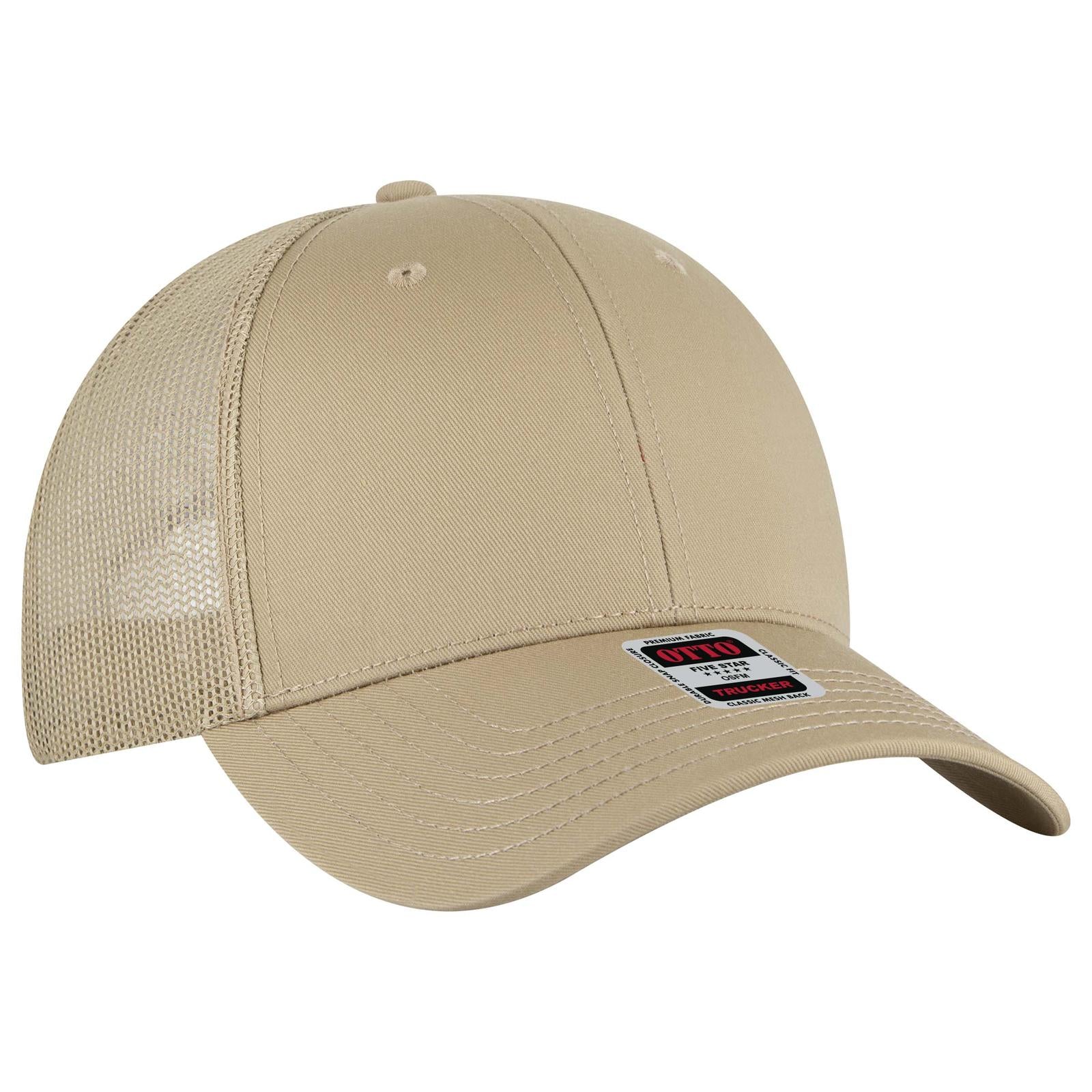 Right View of 032A - Khk OTTO CAP 6 Panel Low Profile Mesh Back Trucker Hat