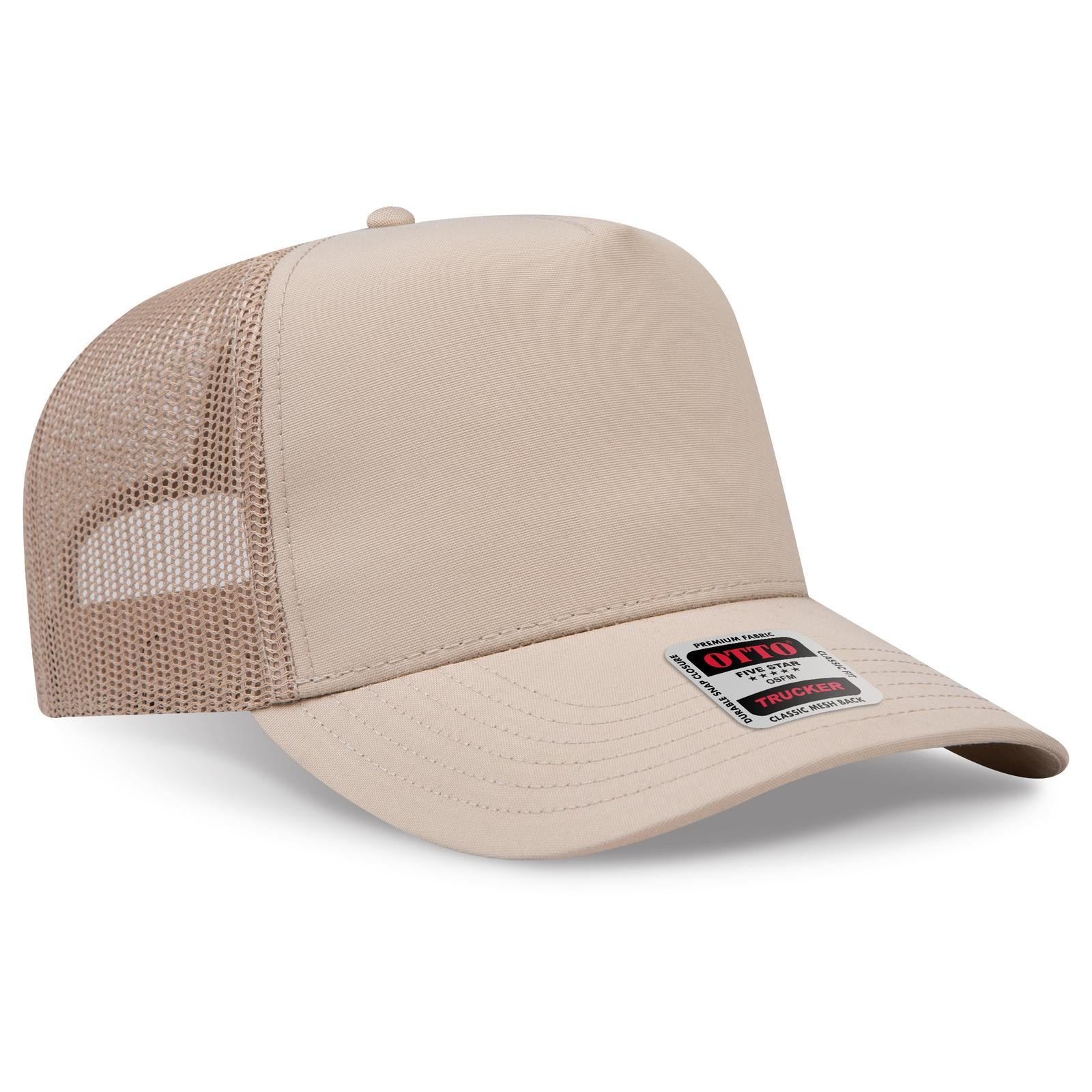 Right View of 032B - Khk OTTO CAP 5 Panel Mid Profile Mesh Back Trucker Hat