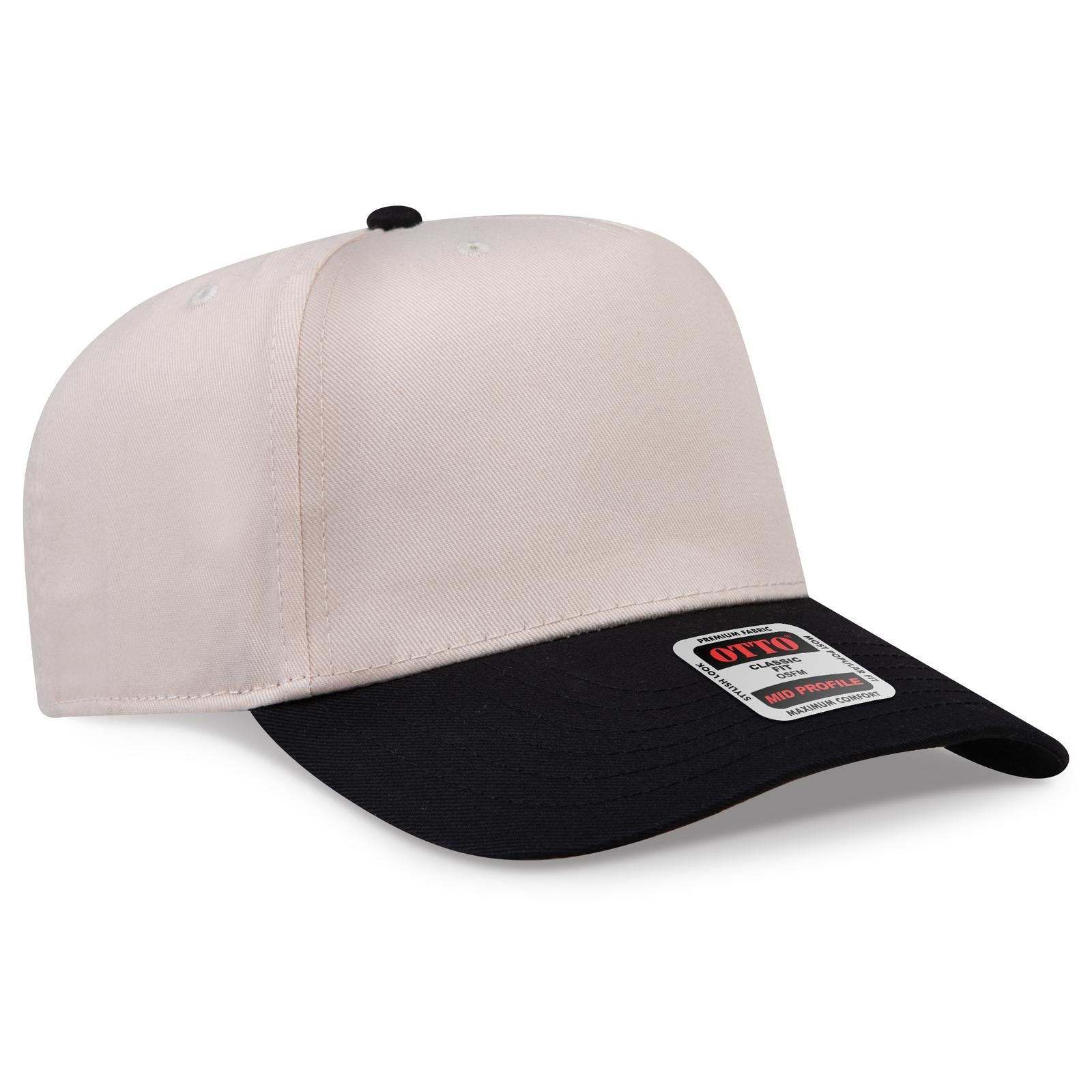 Front View of 0331 - Blk/Natl OTTO CAP 5 Panel Mid Profile Baseball Cap