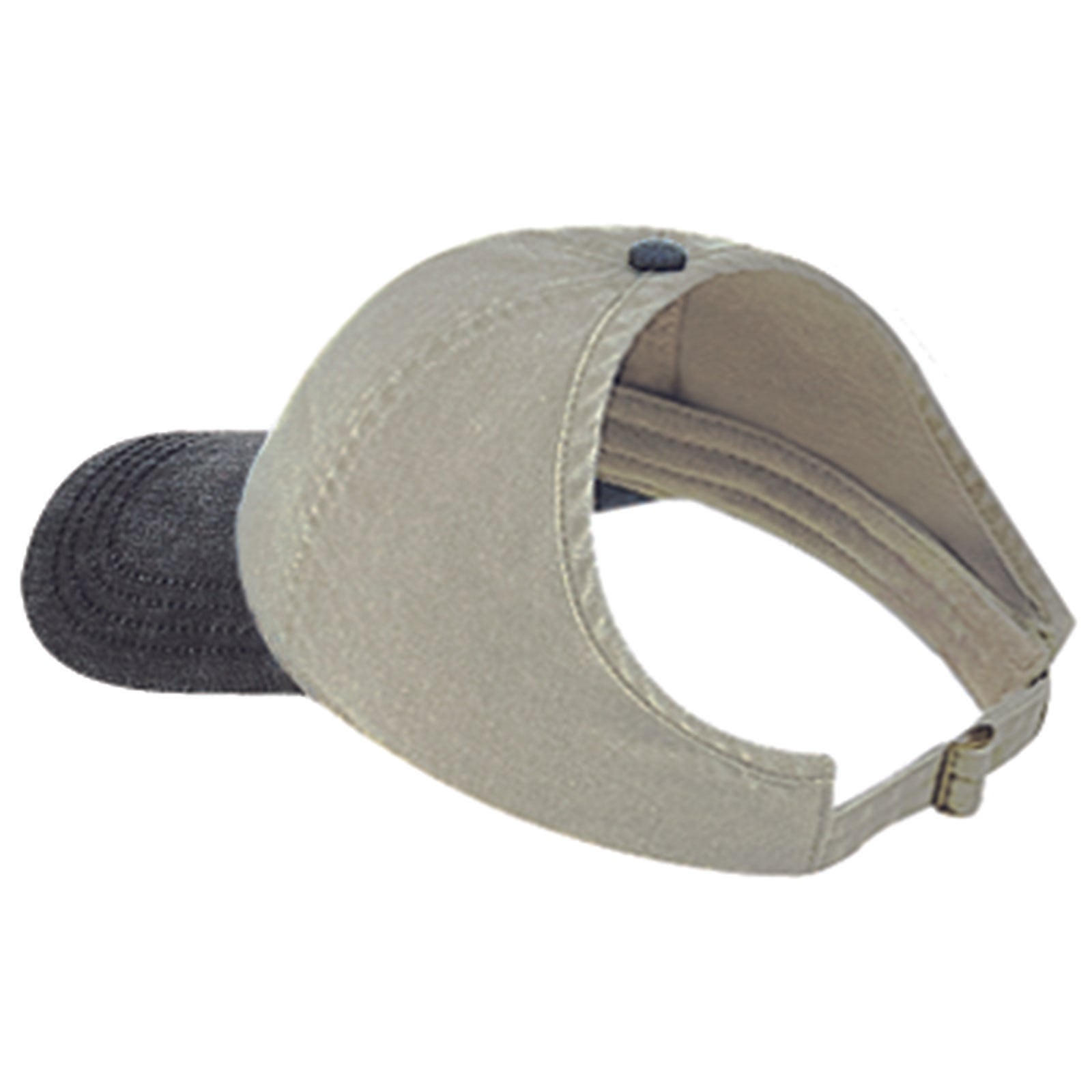 Front View of 0332 - Blk/Kha OTTO CAP 4 Panel Ponytail Cap