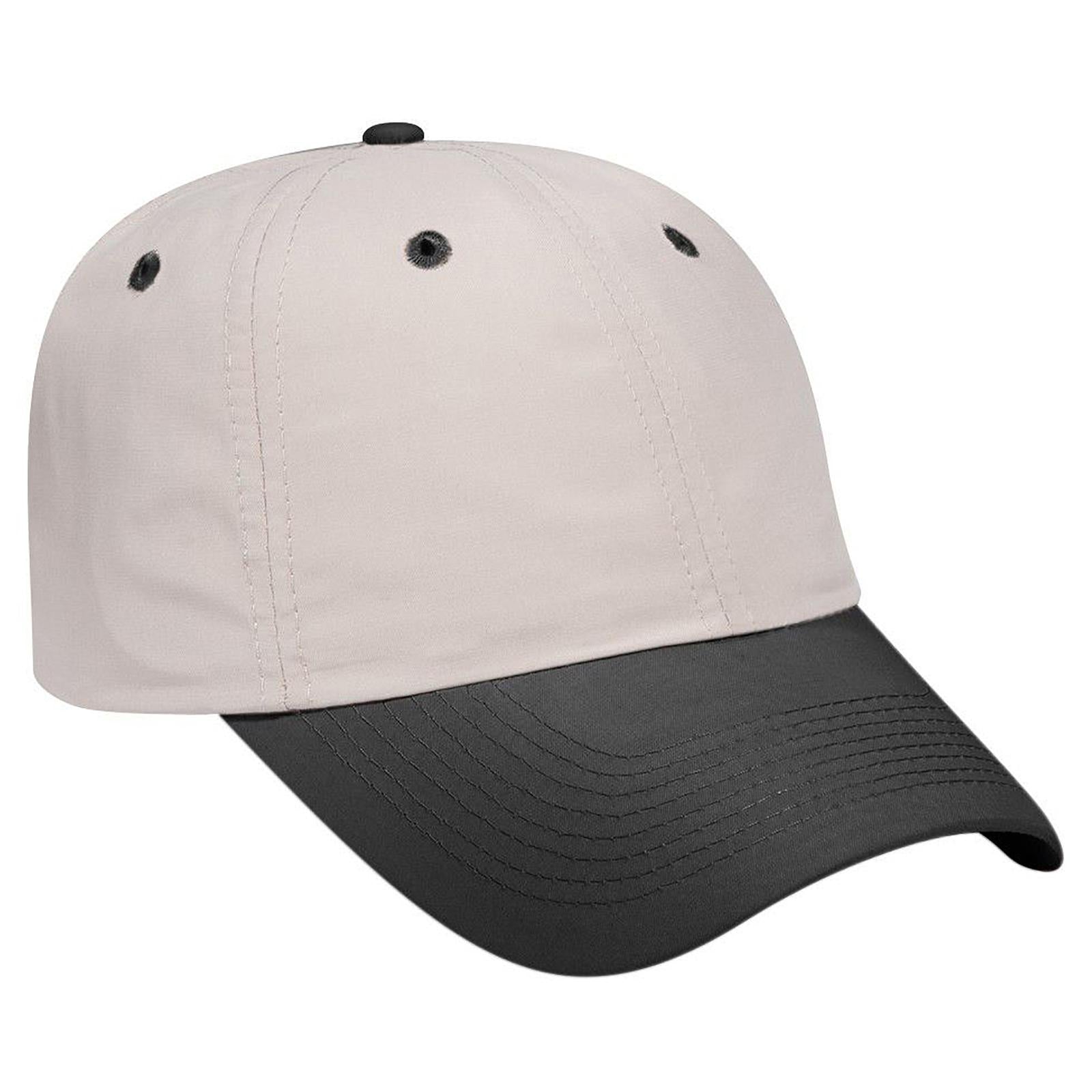 Rear View of 0332 - Blk/Kha OTTO CAP 6 Panel Low Profile Baseball Cap