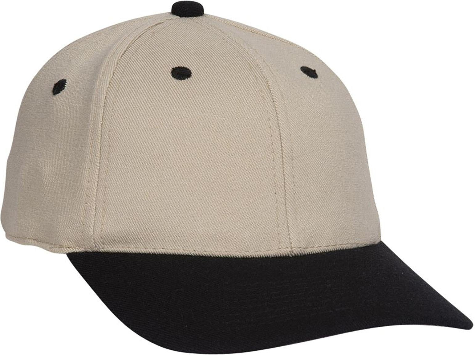 Front View of 0332 - Blk/Kha OTTO CAP "OTTO FLEX" Fitted 6 Panel Low Profile Baseball Cap